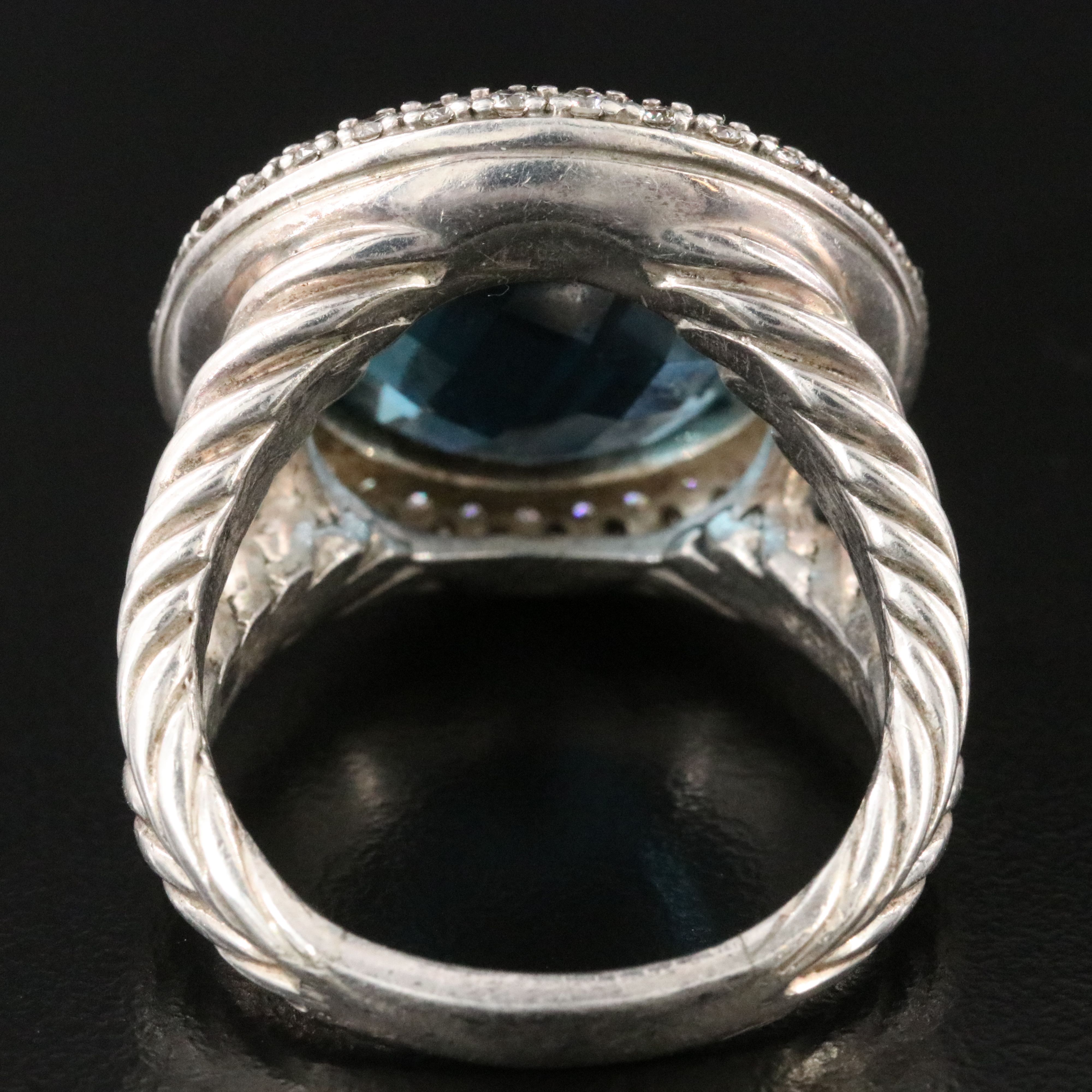 David Yurman Cerise Sterling London Blue Topaz and 1.36 CTW Diamond Ring