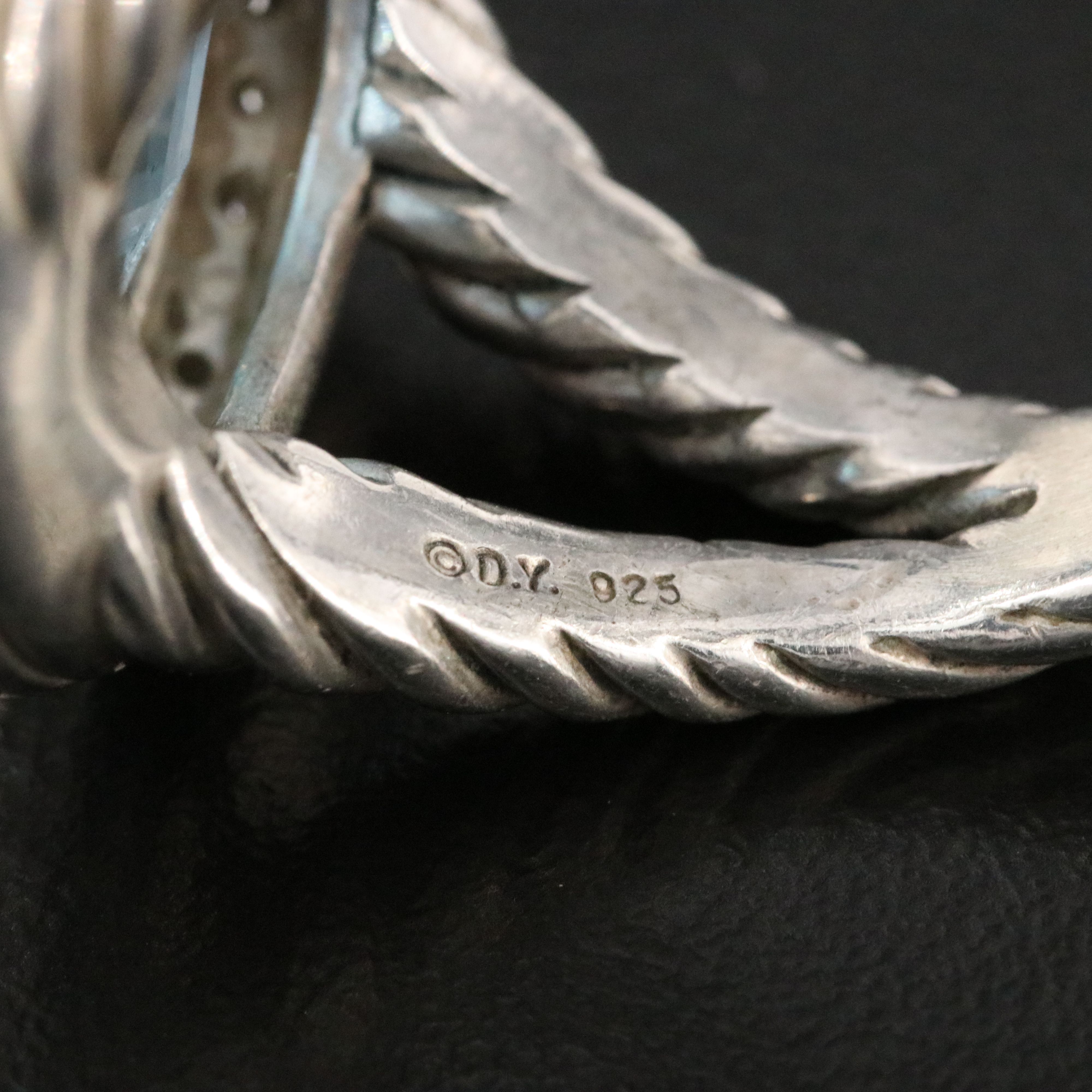 David Yurman Cerise Sterling London Blue Topaz and 1.36 CTW Diamond Ring