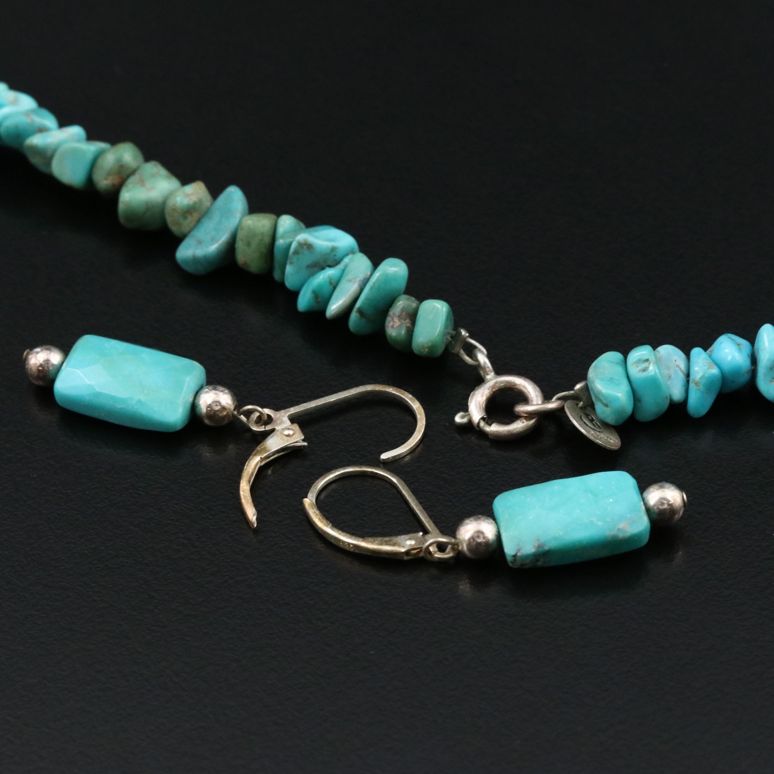 Relios Sterling Turquoise Necklace and Earrings
