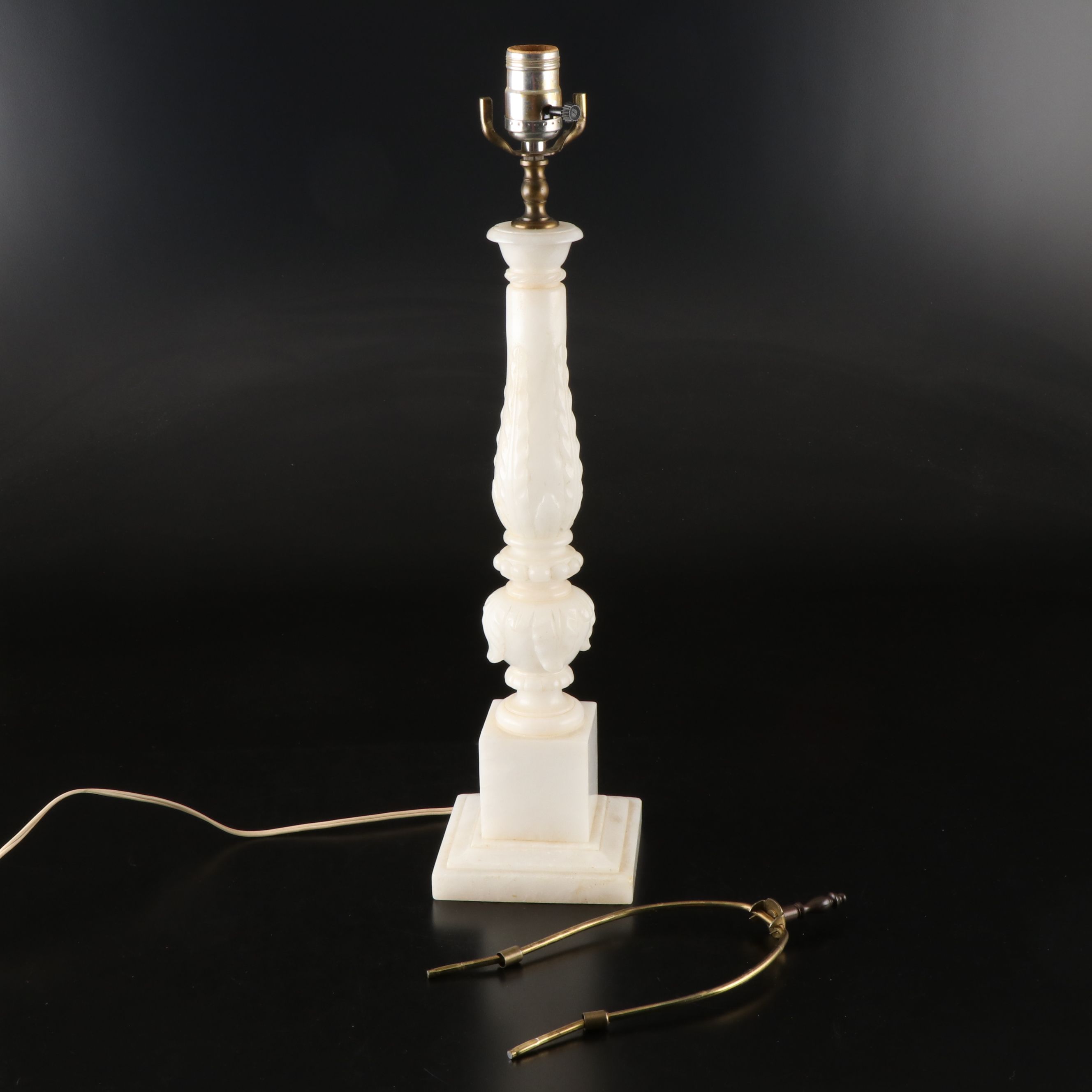 Carved Alabaster Table Lamp