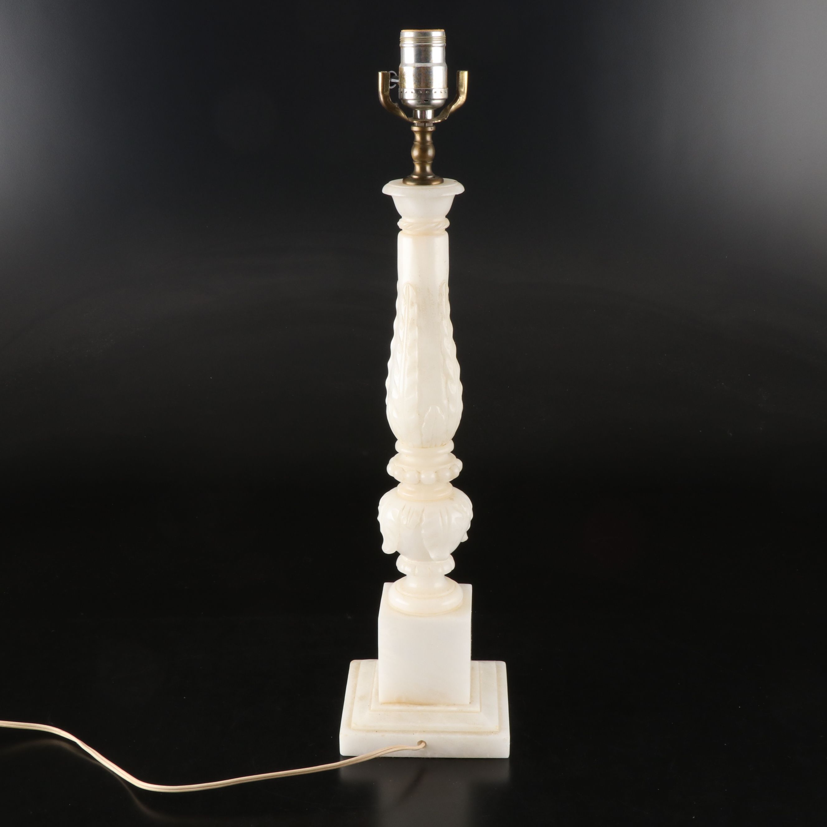 Carved Alabaster Table Lamp