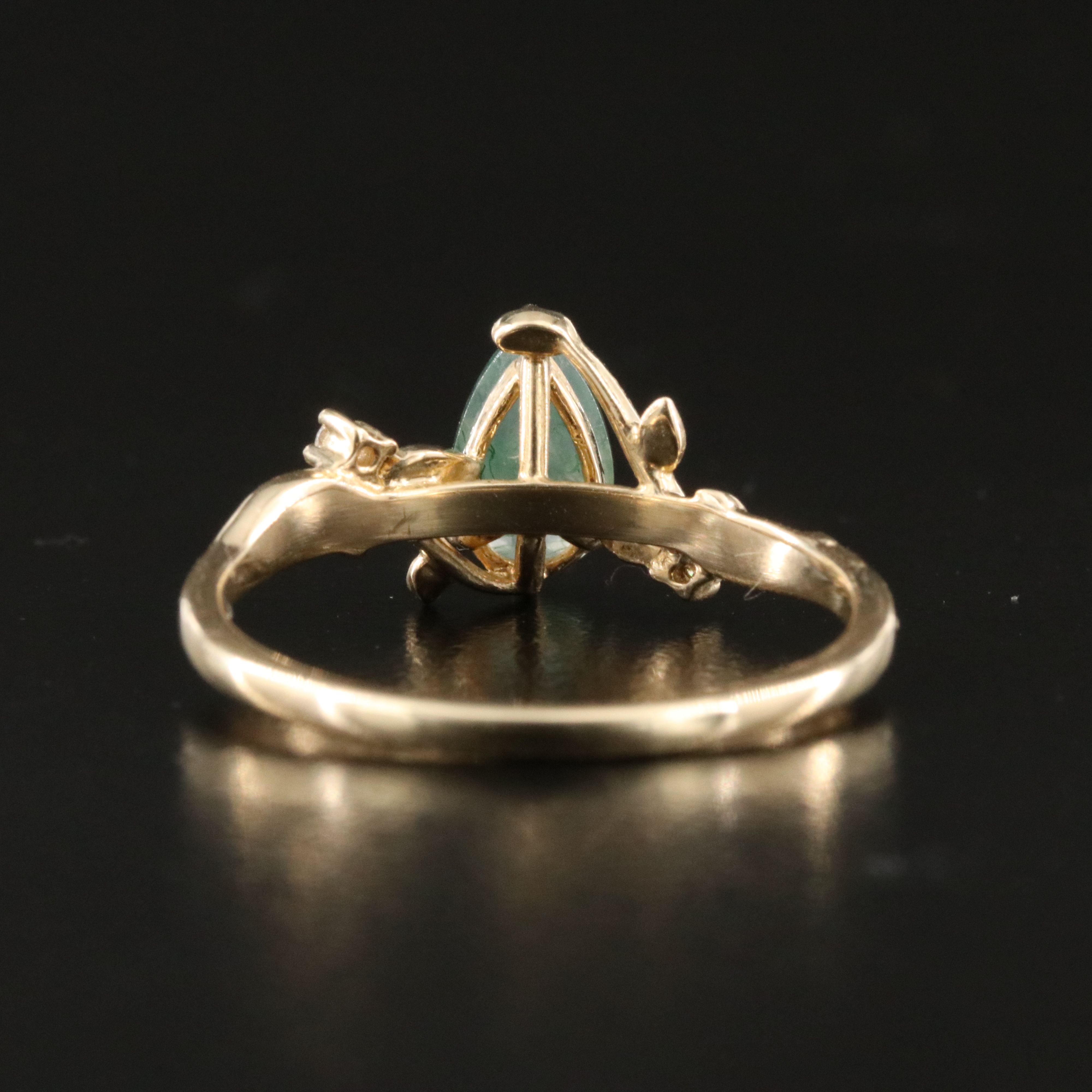 14K Moss Agate and Diamond Ivy Ring