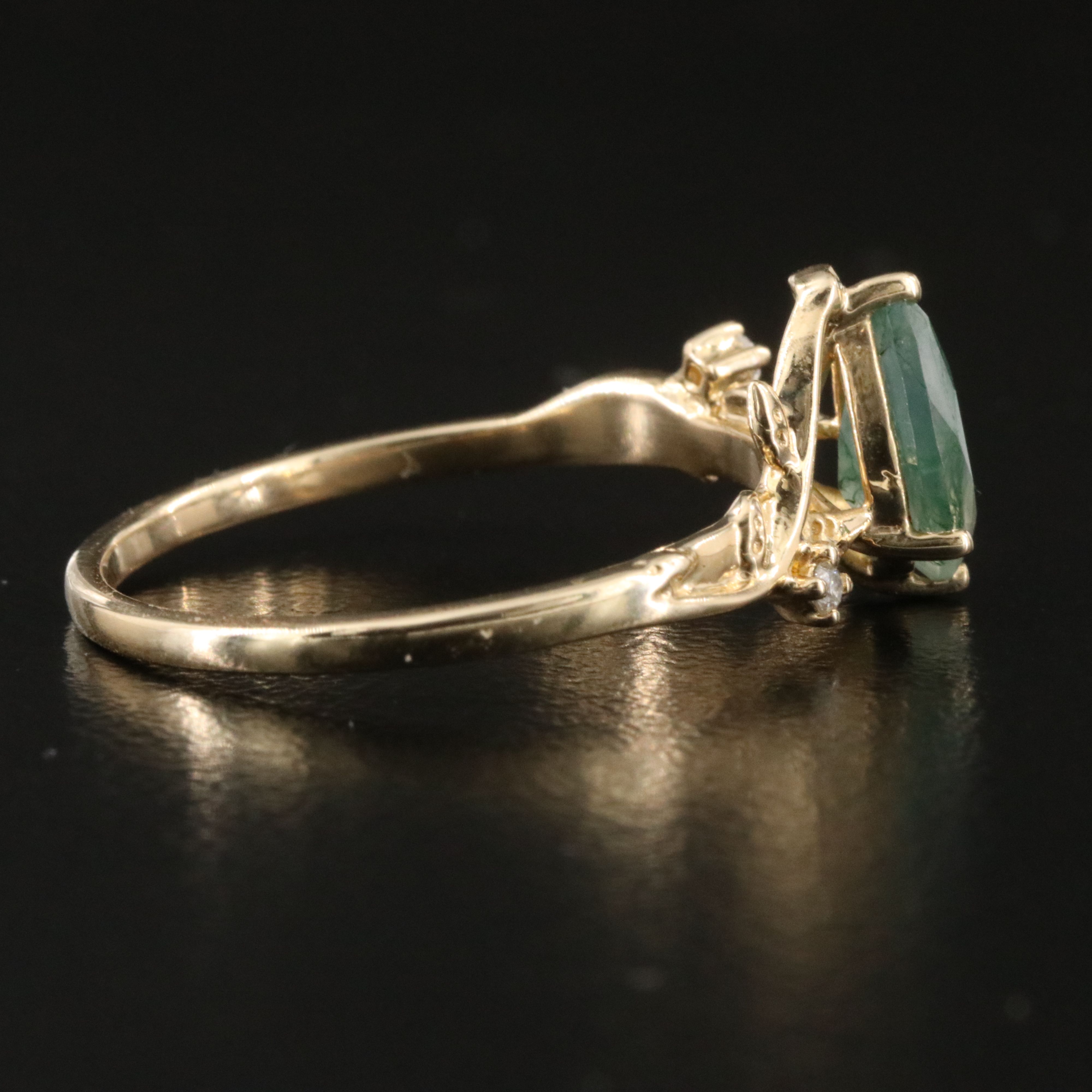 14K Moss Agate and Diamond Ivy Ring