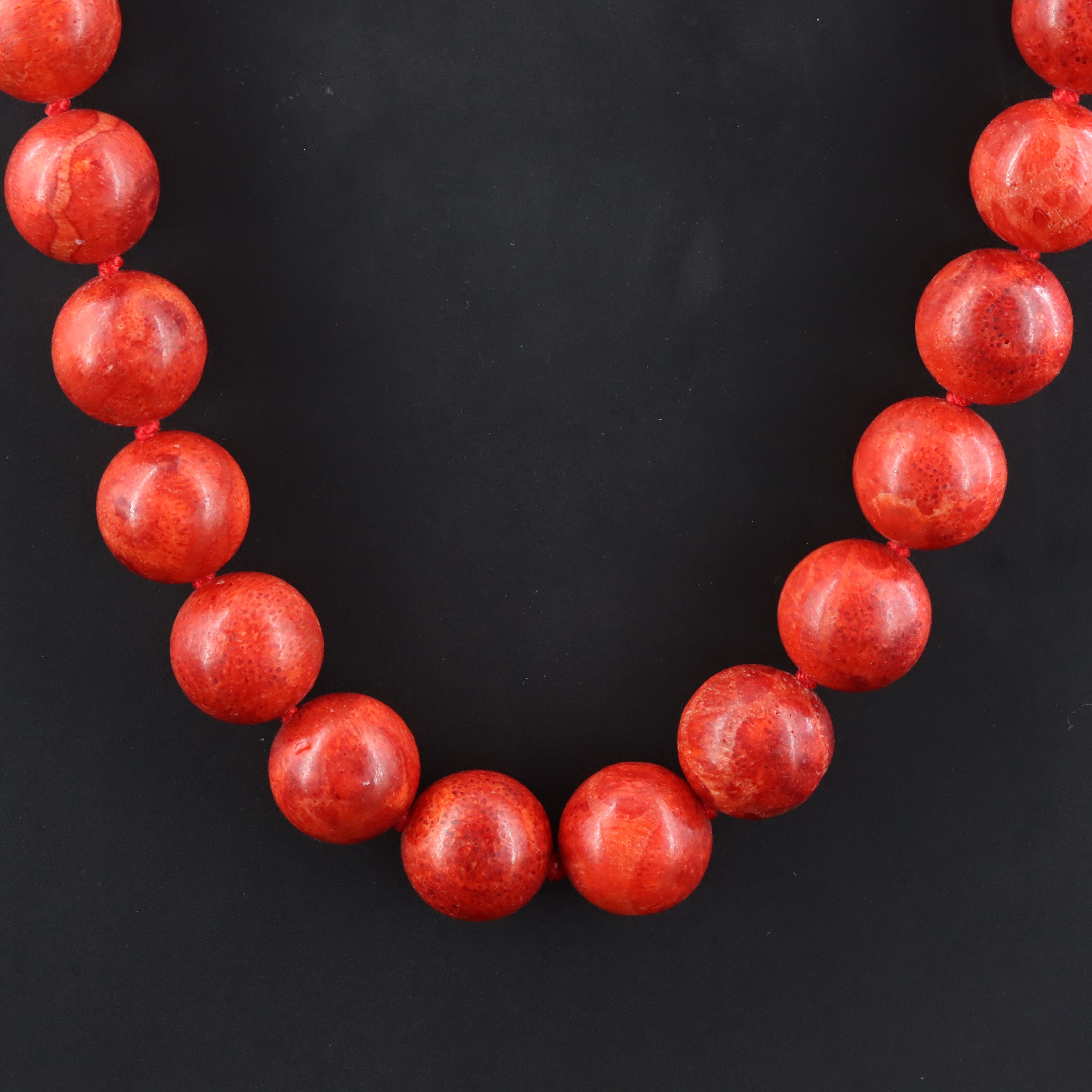 Coral Bead Necklace with 14K Clasp