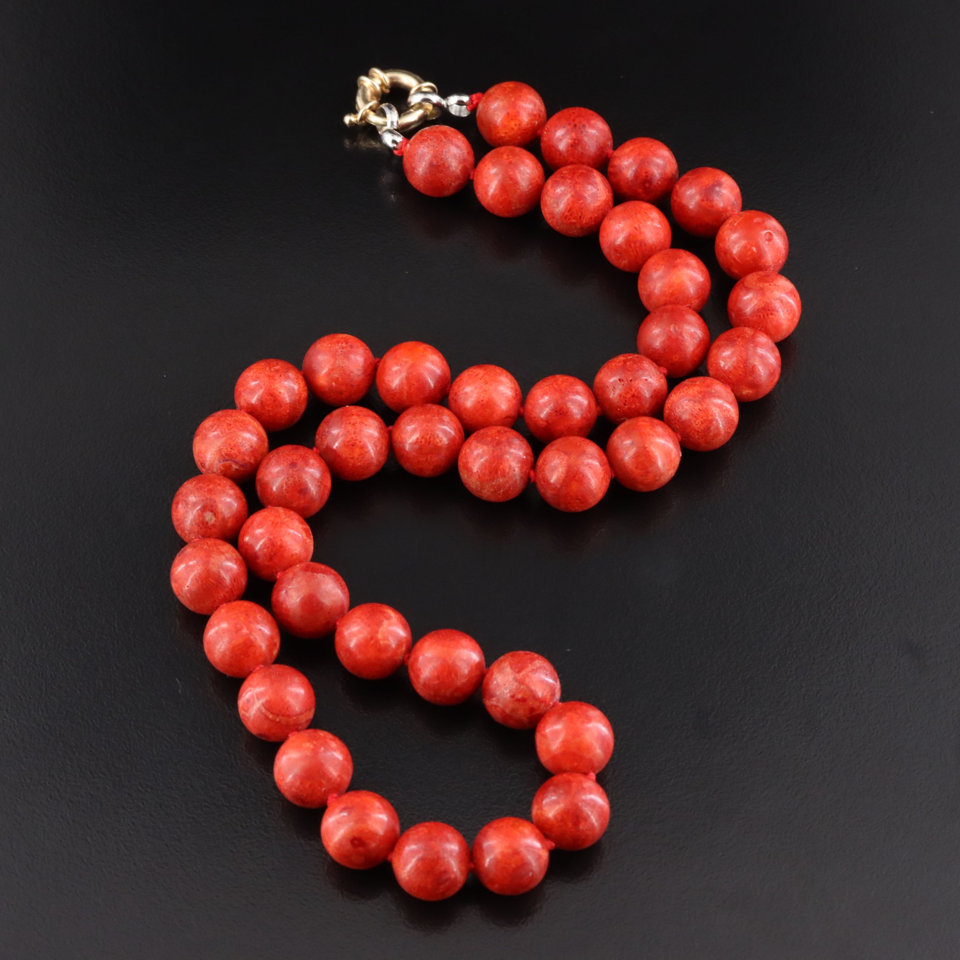 Coral Bead Necklace with 14K Clasp