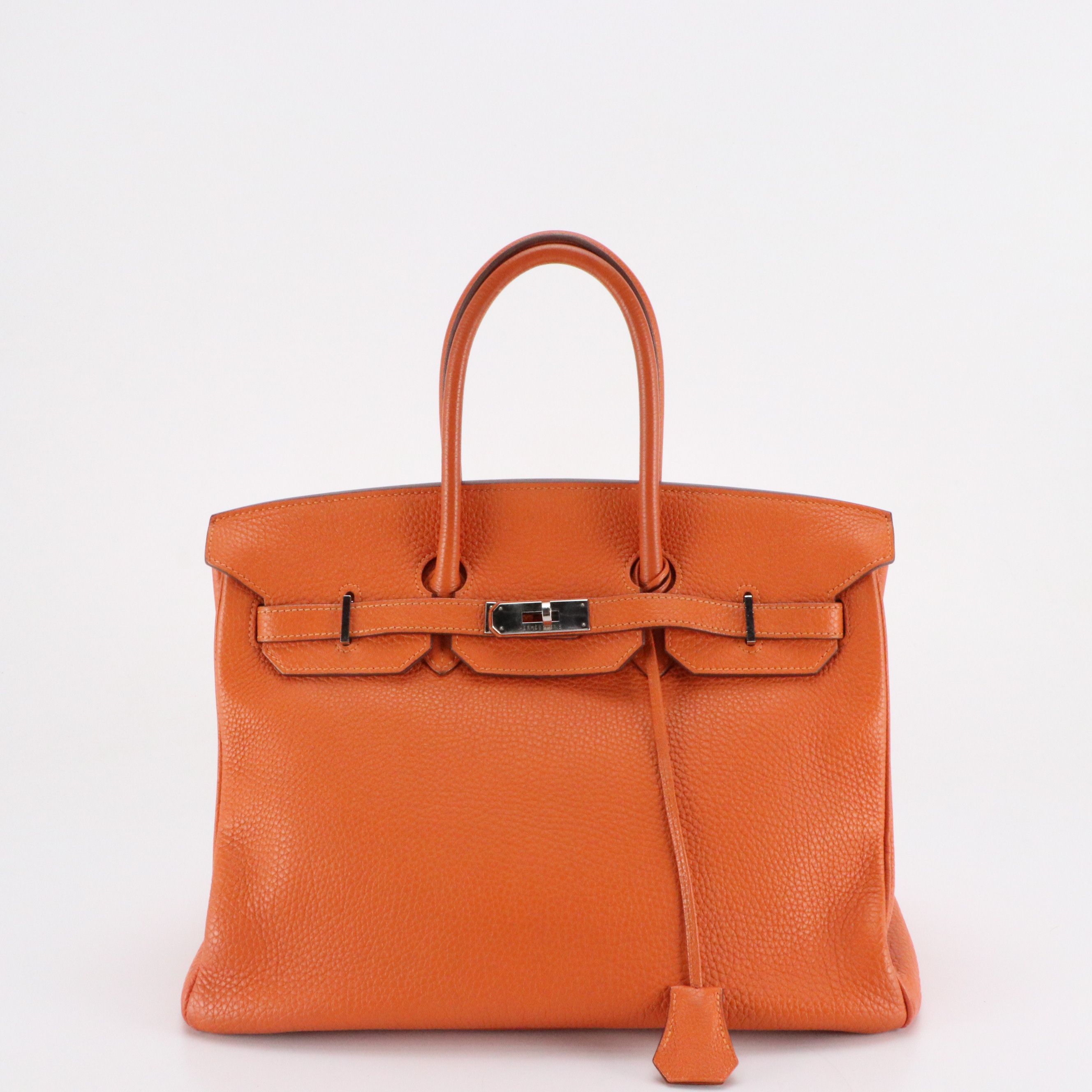 Hermès Birkin 35 Satchel Bag in Orange Clemence Leather