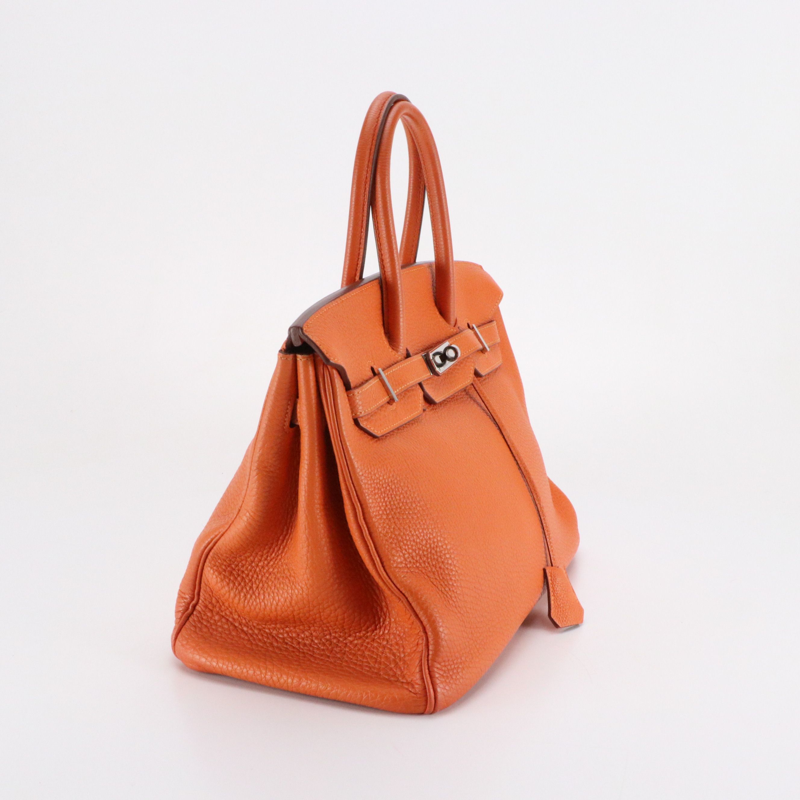 Hermès Birkin 35 Satchel Bag in Orange Clemence Leather