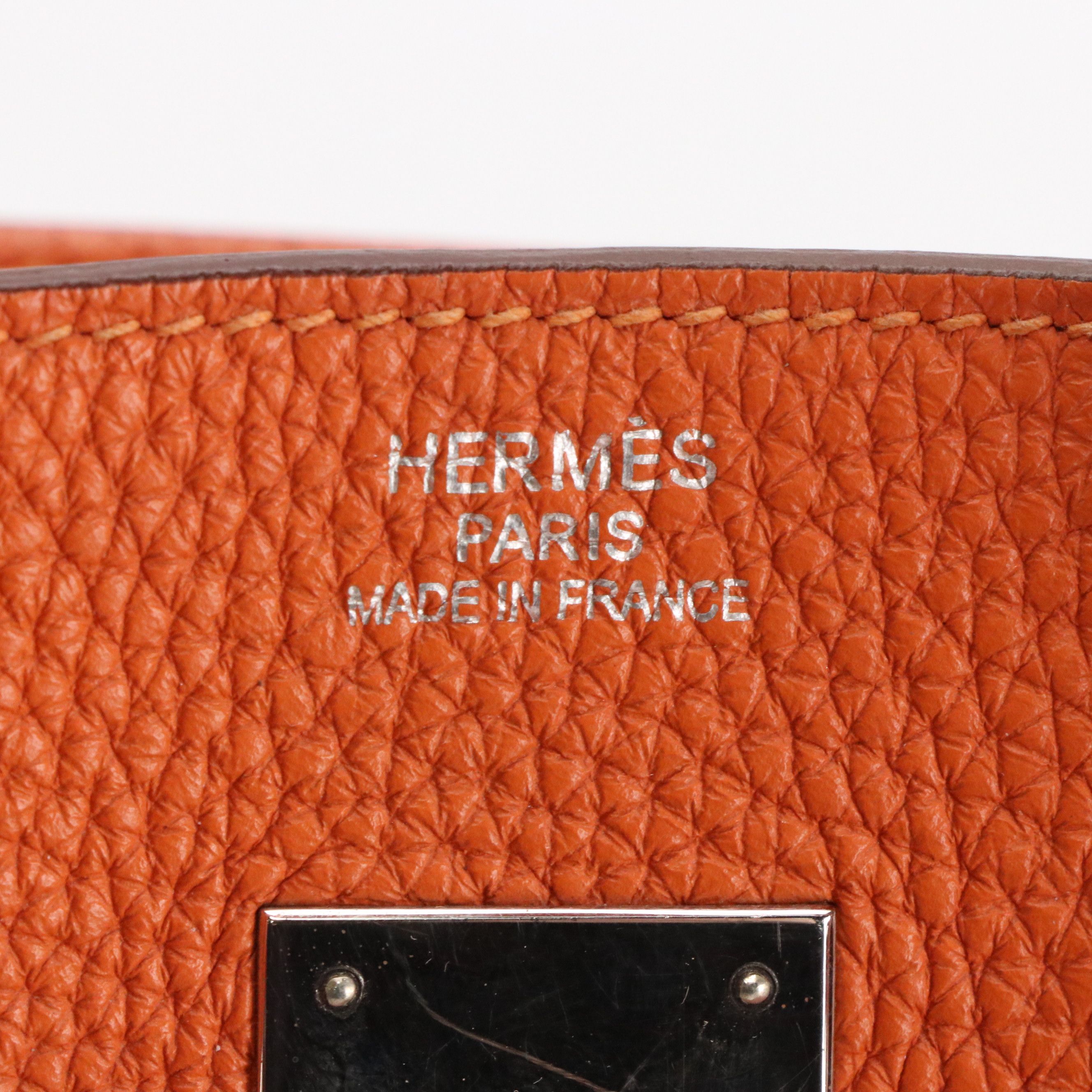 Hermès Birkin 35 Satchel Bag in Orange Clemence Leather