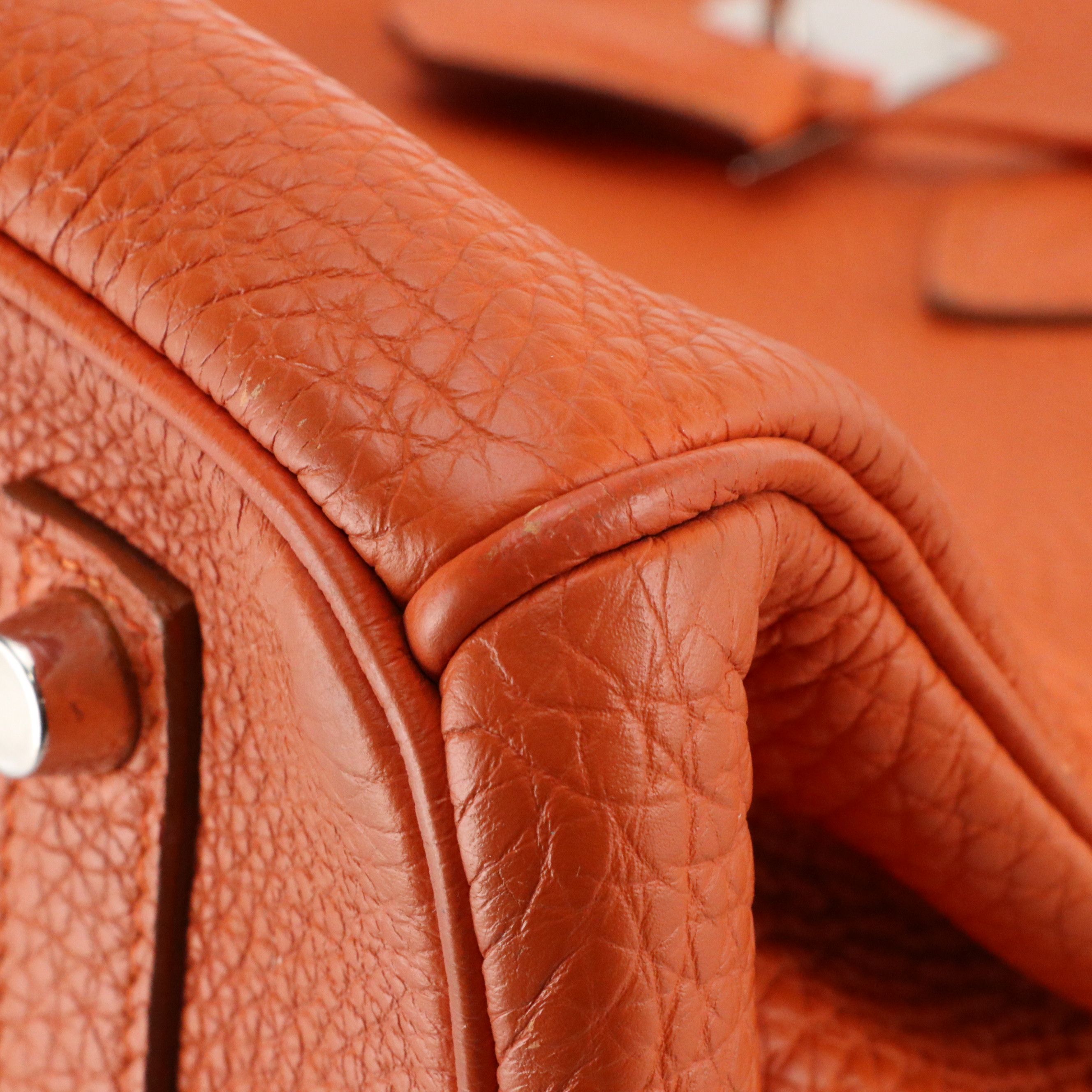 Hermès Birkin 35 Satchel Bag in Orange Clemence Leather