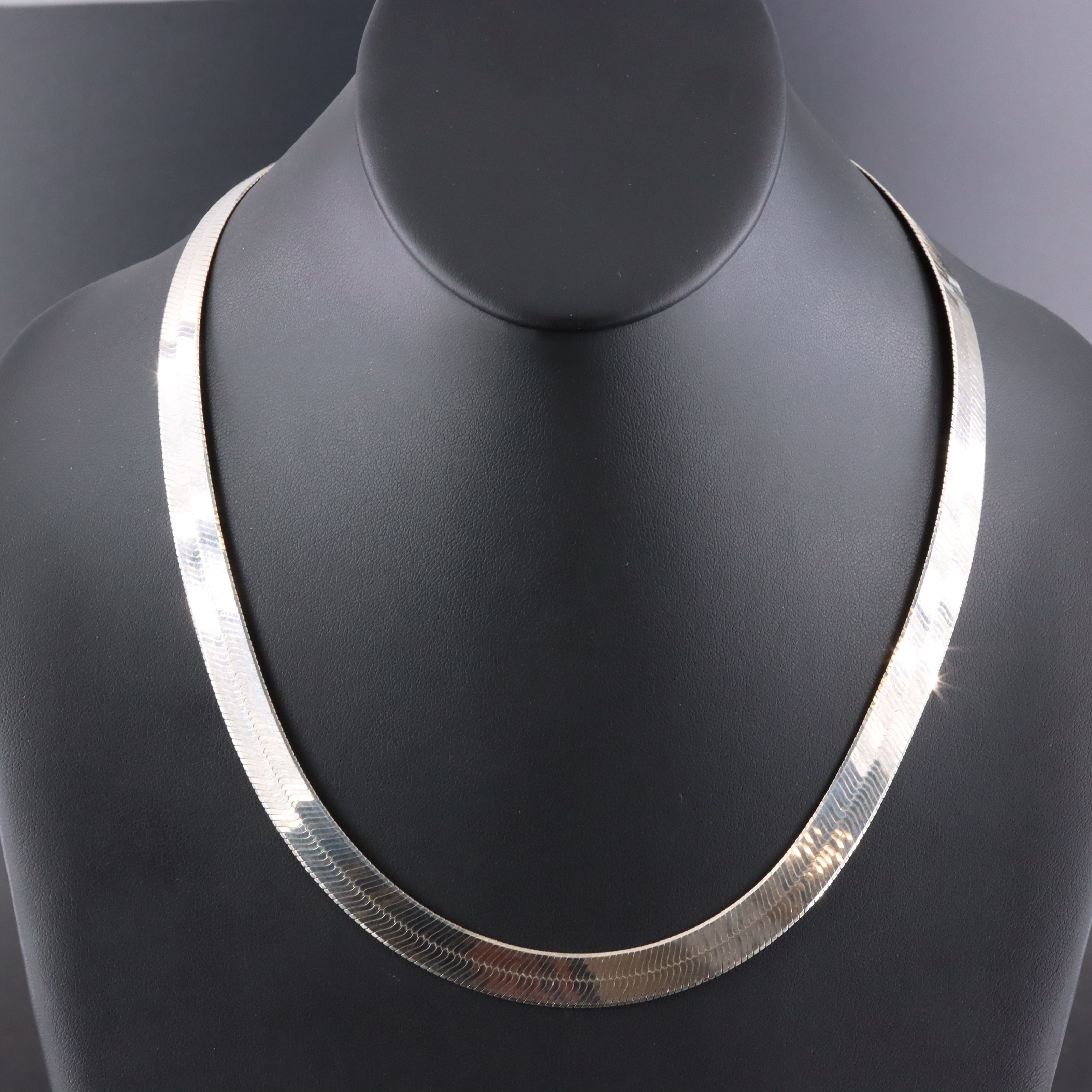 Sterling Herringbone Chain Necklace