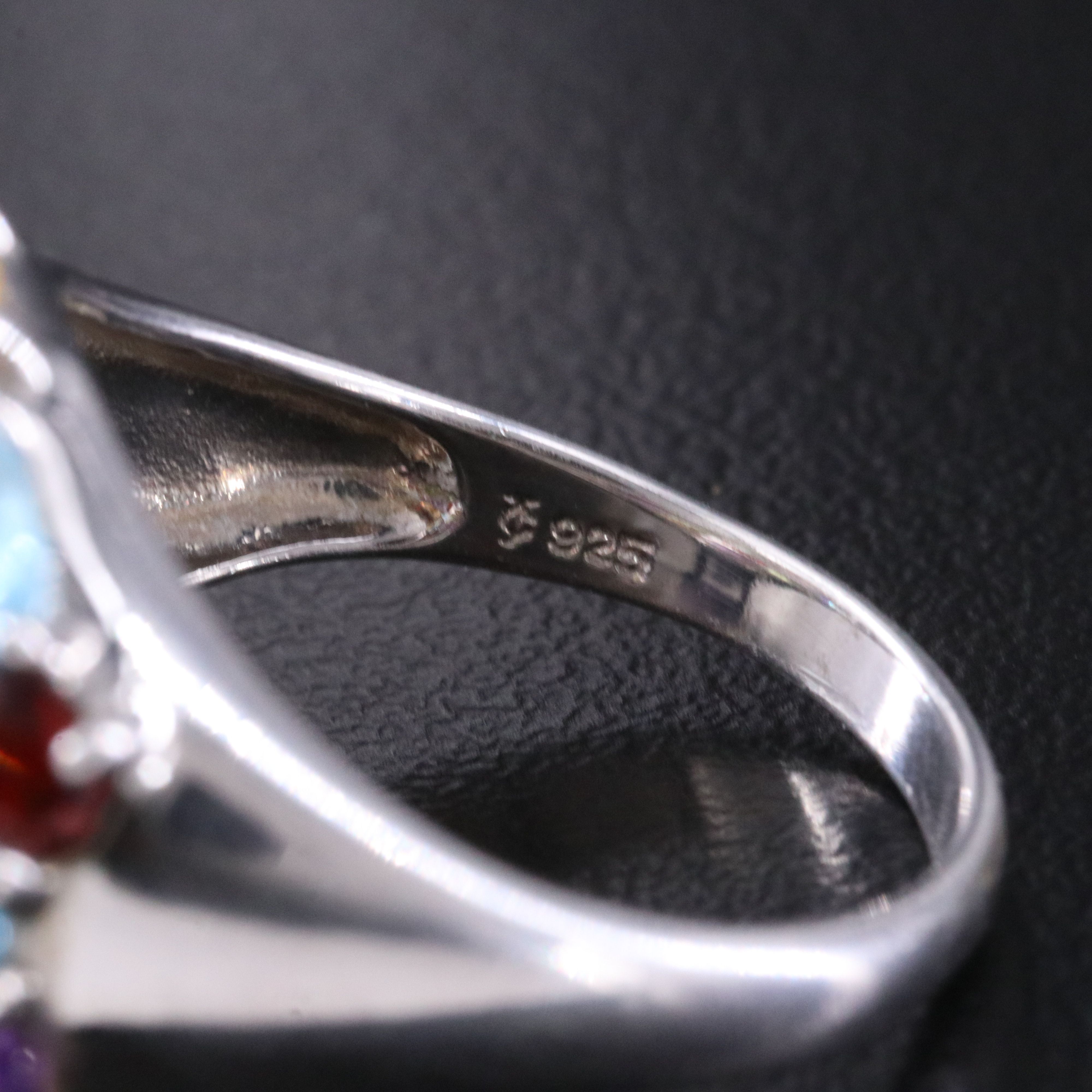 Sterling Gemstone Dome Ring Featuring Citrine, Topaz and Garnet