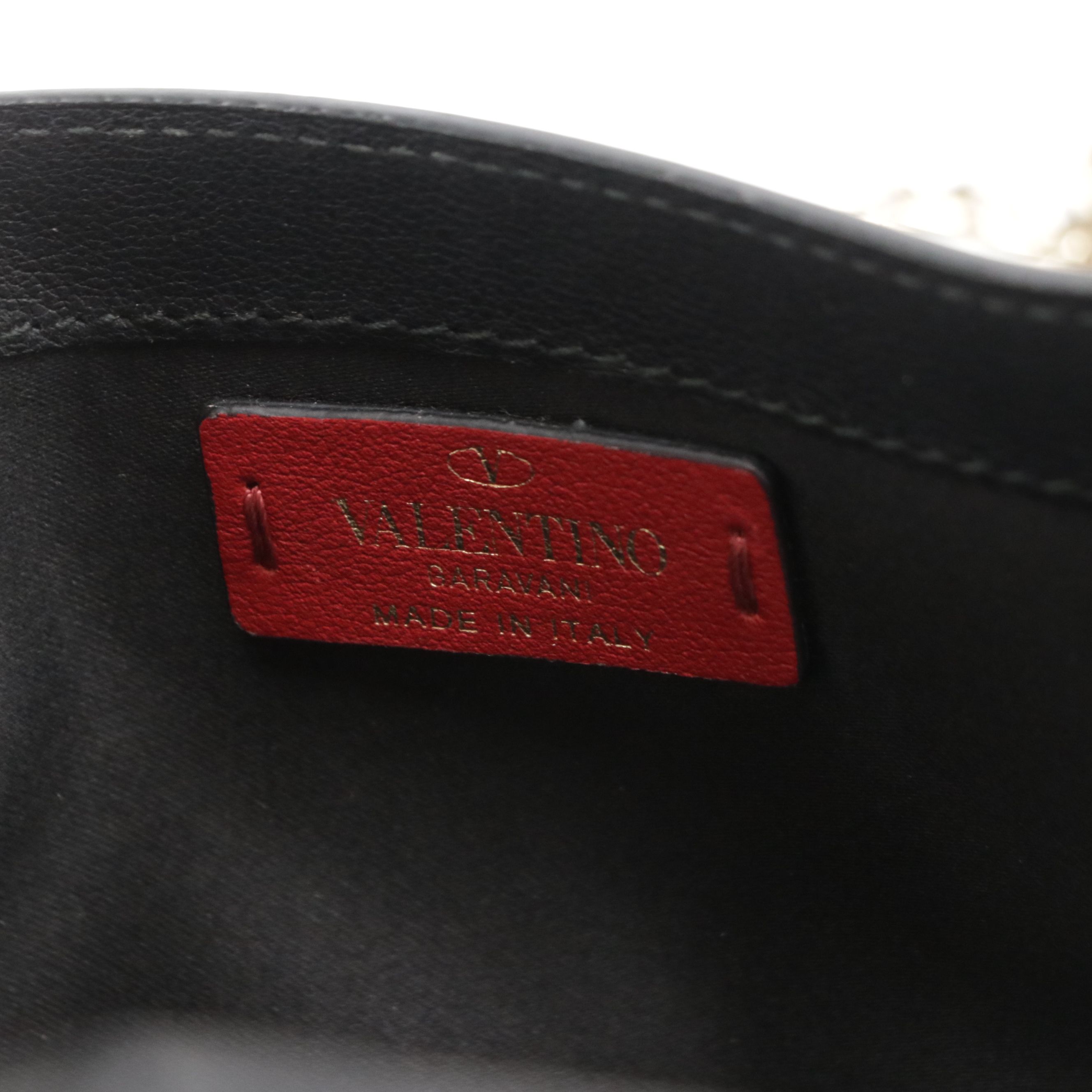 Valentino Rockstud Envelope Flap Wallet-on-Chain Bag in Black Calfskin Leather