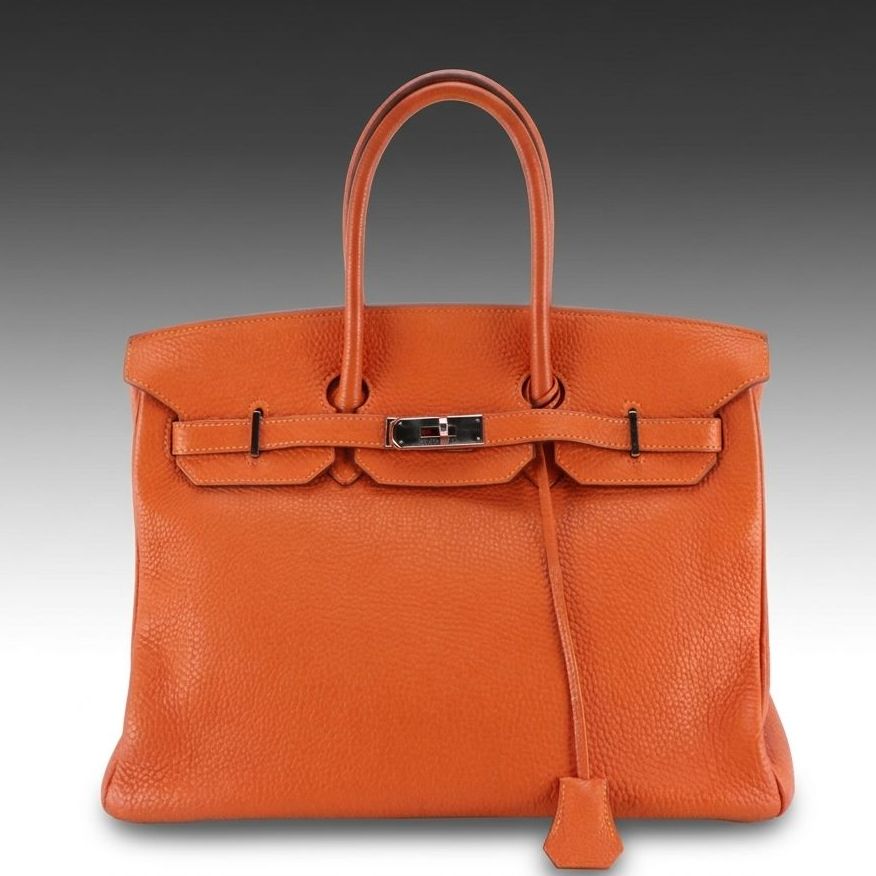 Hermès Birkin 35 Satchel Bag in Orange Clemence Leather
