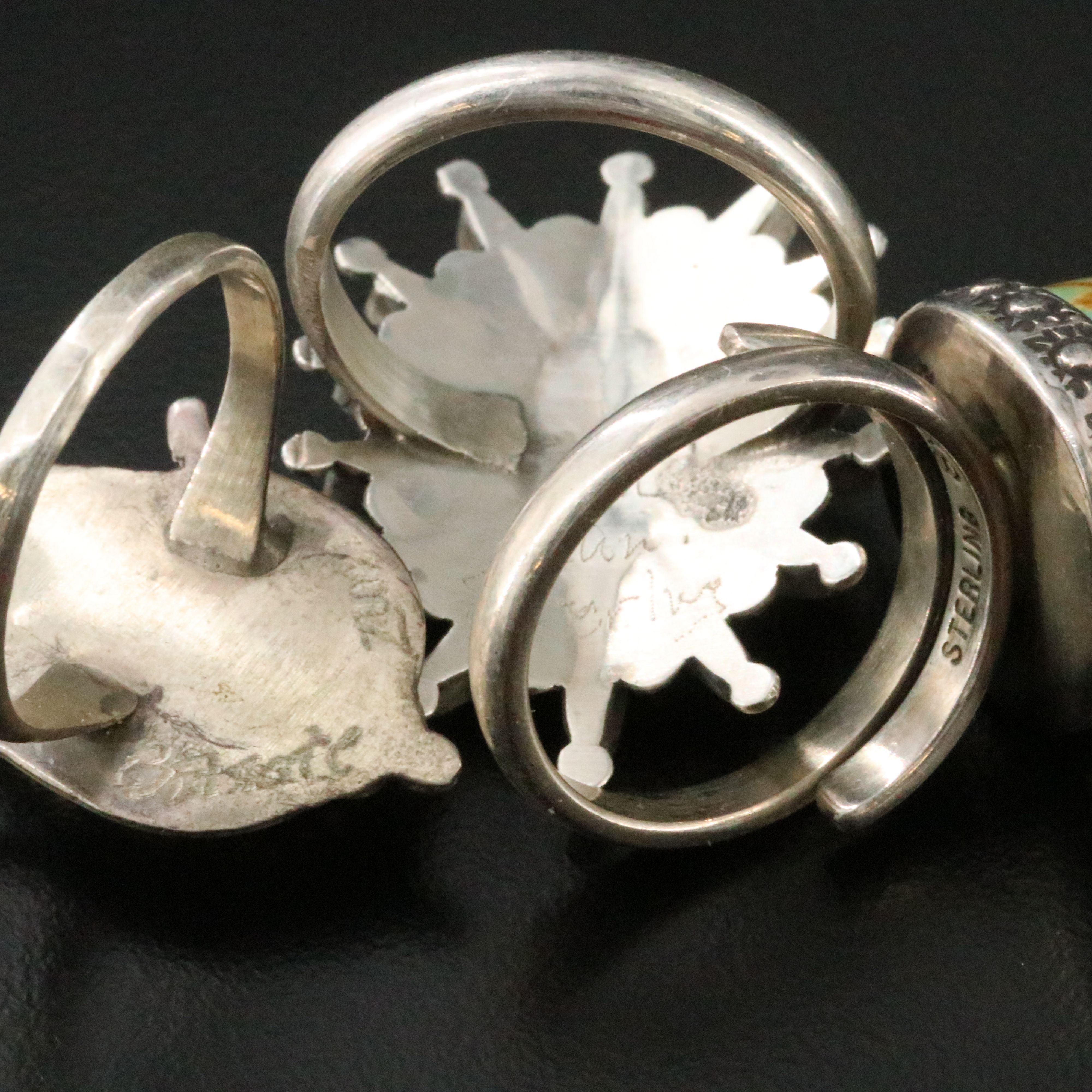 Southwestern Sterling Rings Featuring Turquoise and Mother-of-Pearl