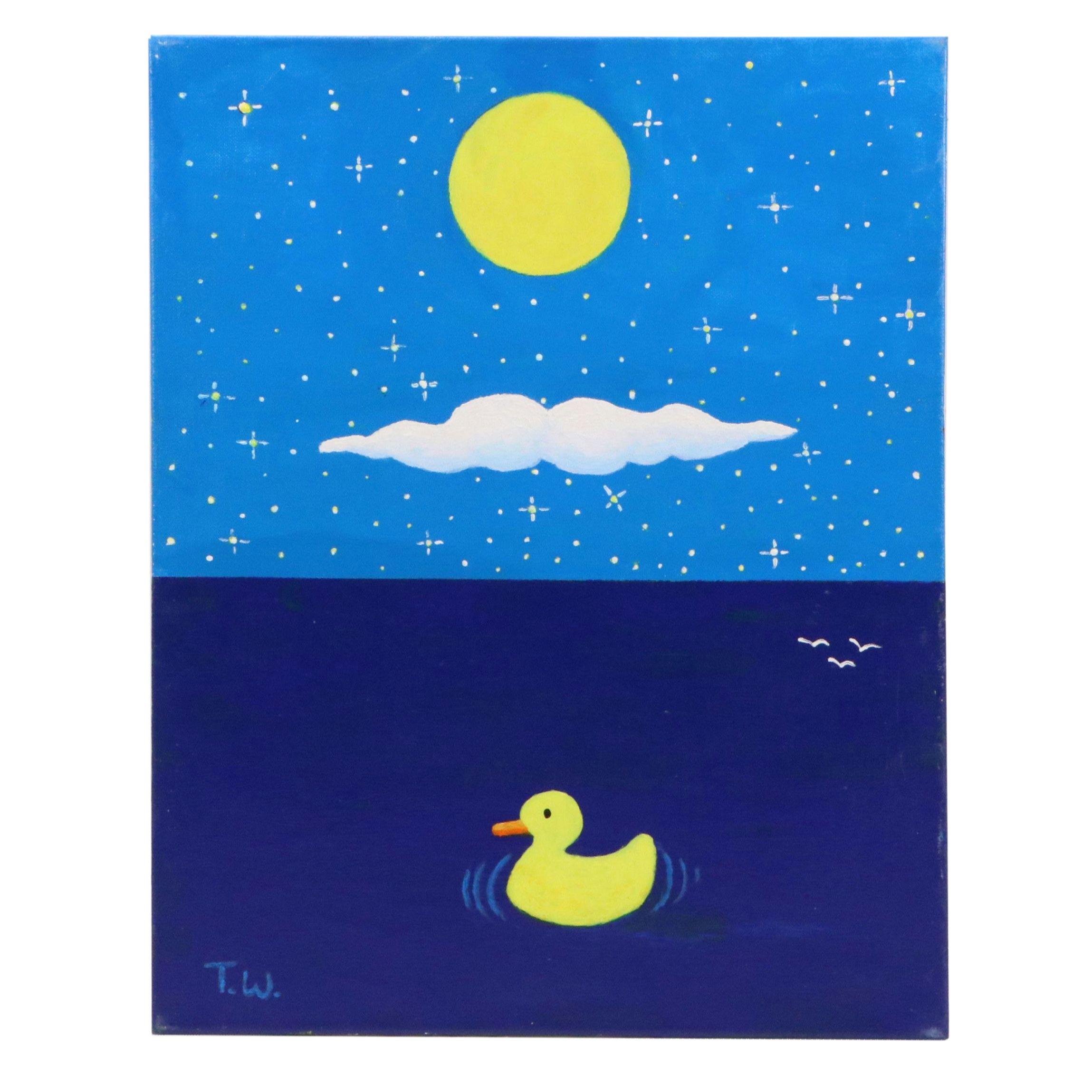 James Thomas Watkins Surrealist Style Duck in Water, 21st Century