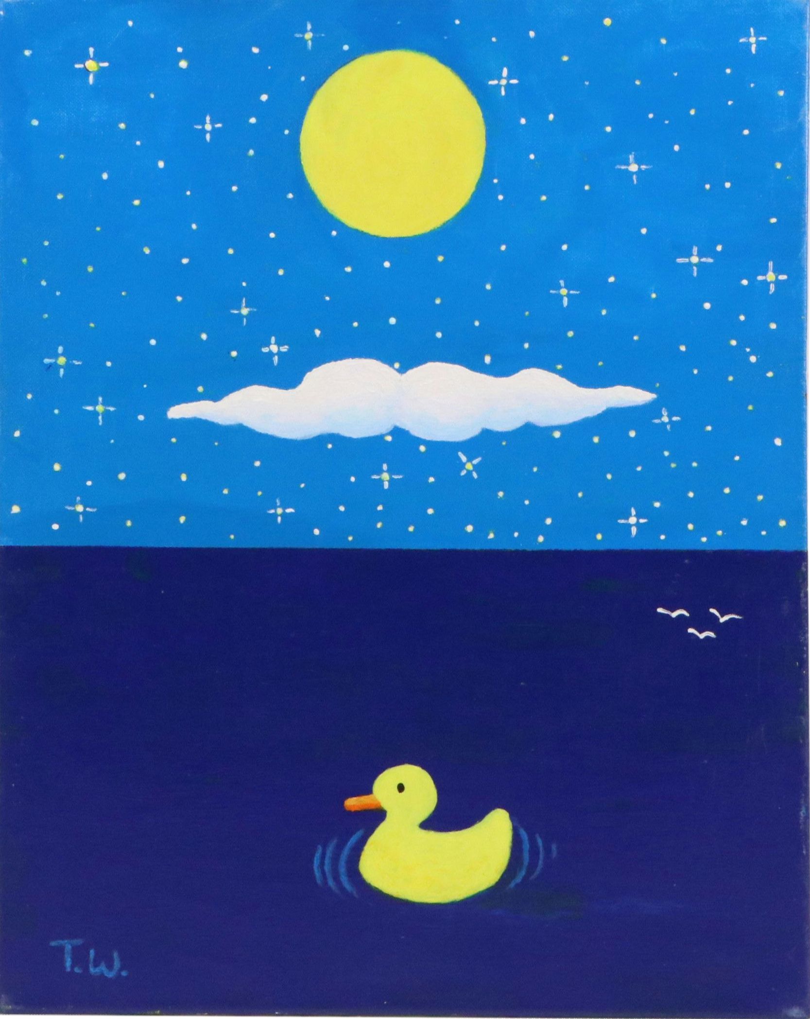 James Thomas Watkins Surrealist Style Duck in Water, 21st Century