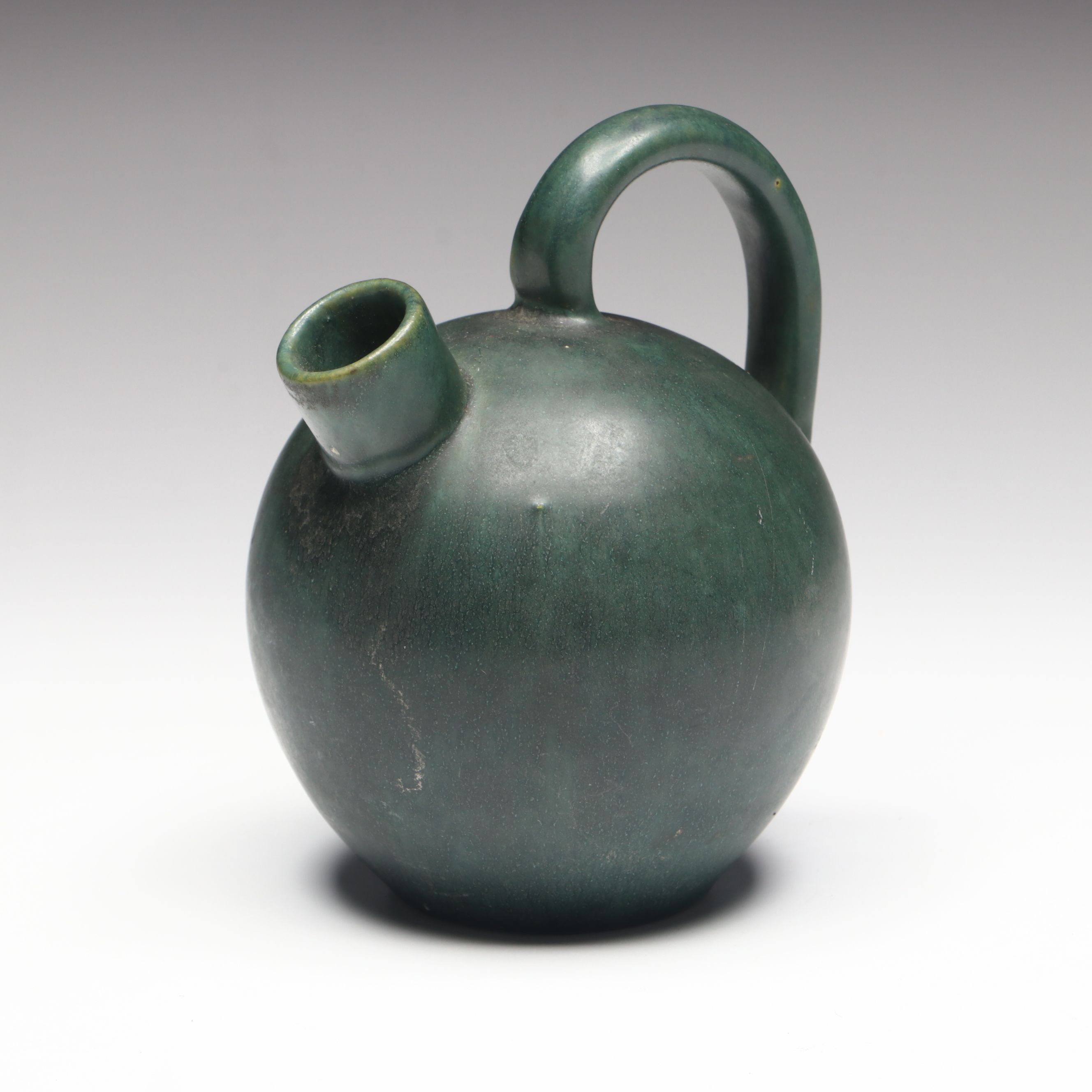 Holbæk Lervarefabrik Mid Century Modern Green Glaze Ceramic Bud Vase