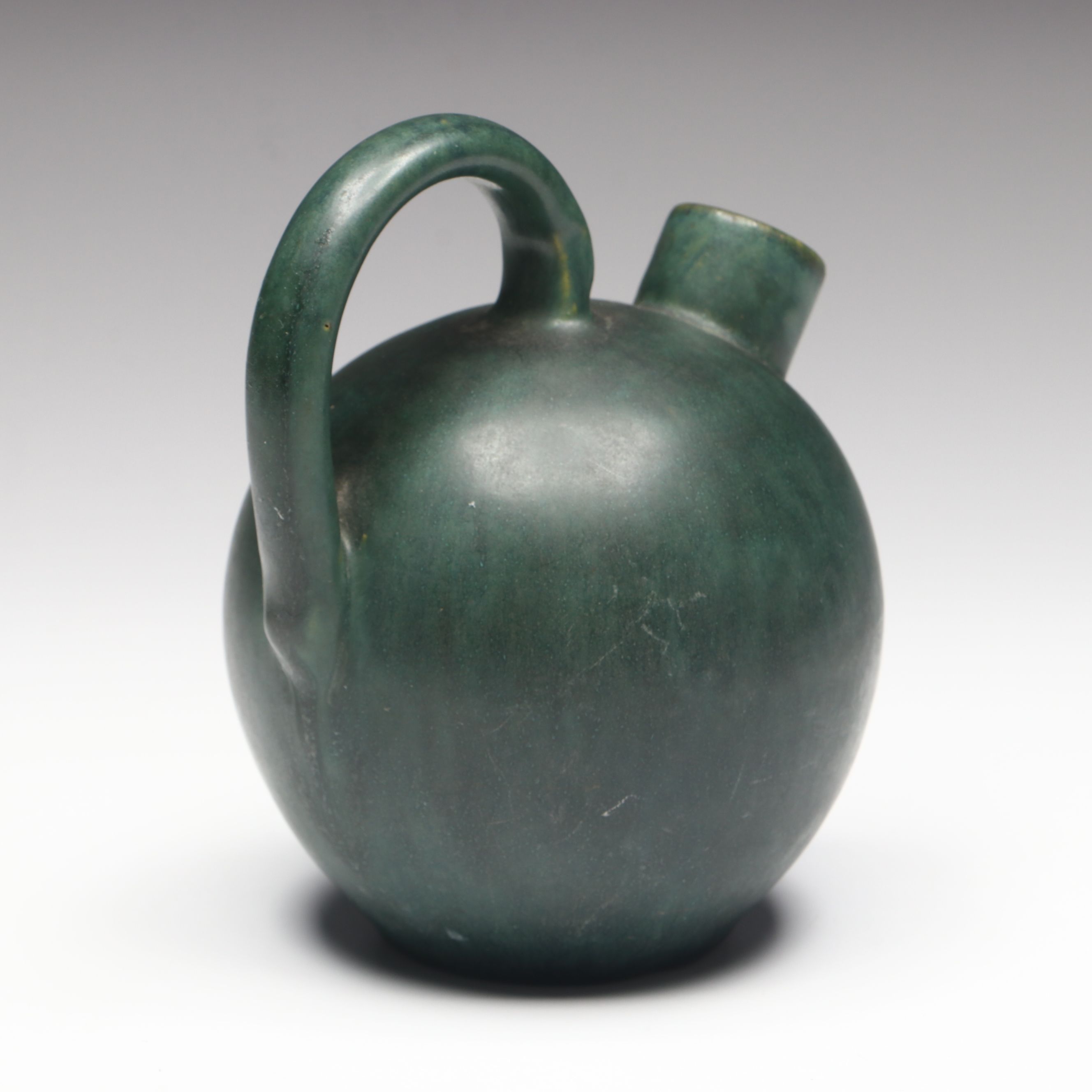 Holbæk Lervarefabrik Mid Century Modern Green Glaze Ceramic Bud Vase