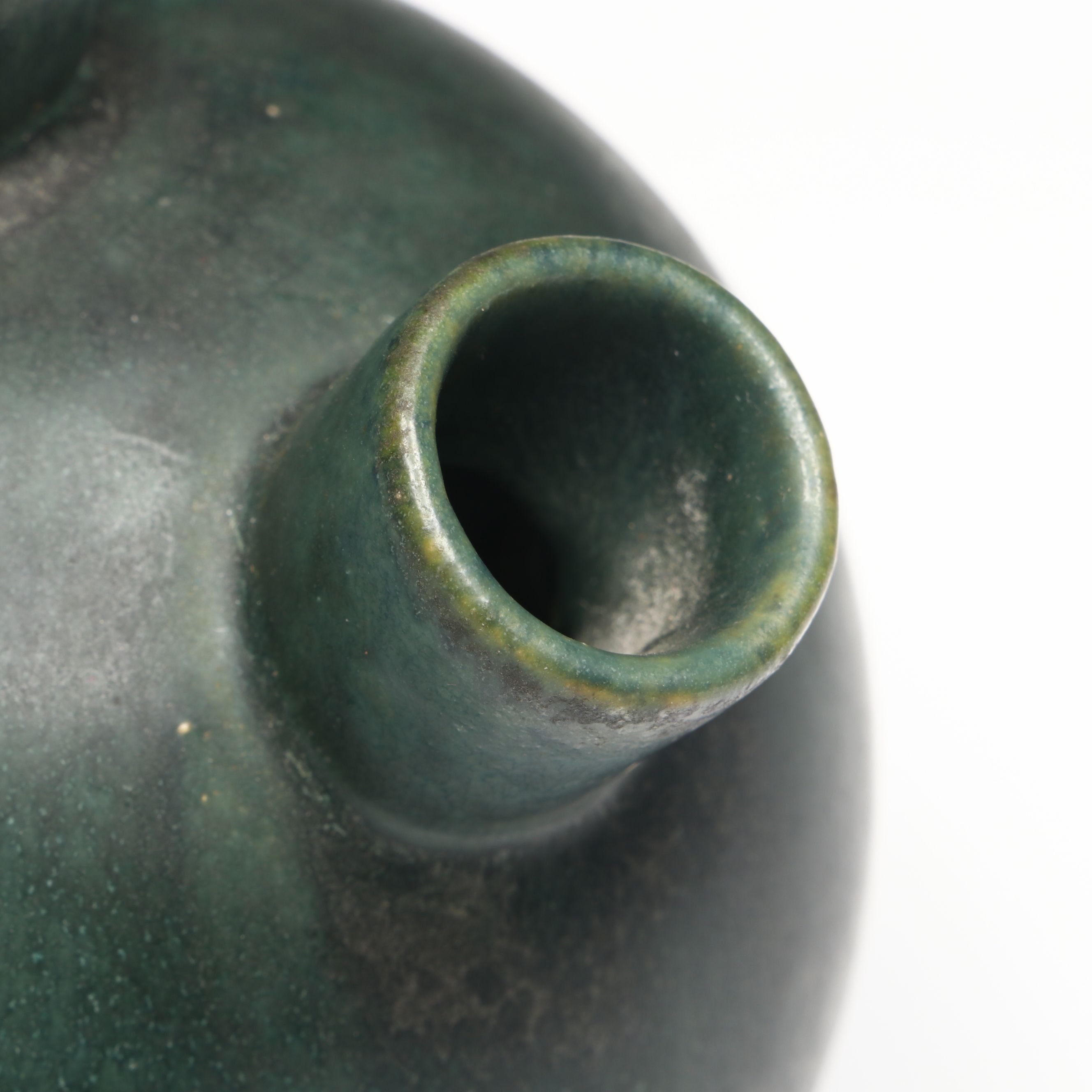 Holbæk Lervarefabrik Mid Century Modern Green Glaze Ceramic Bud Vase