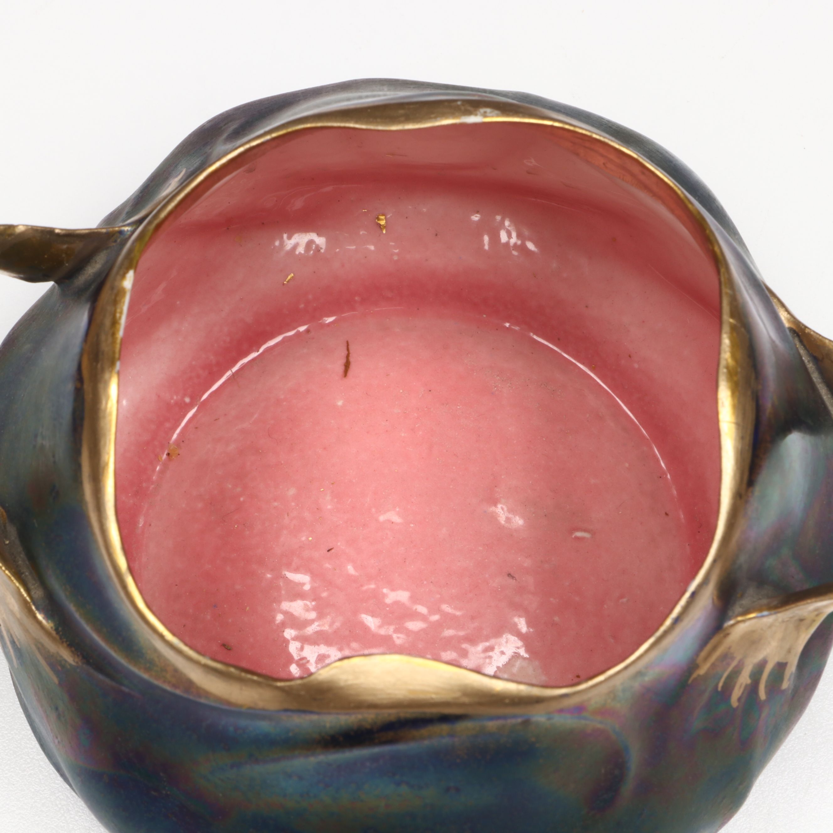 Austrian Art Nouveau Iridescent Metallic Glaze Porcelain Bowl