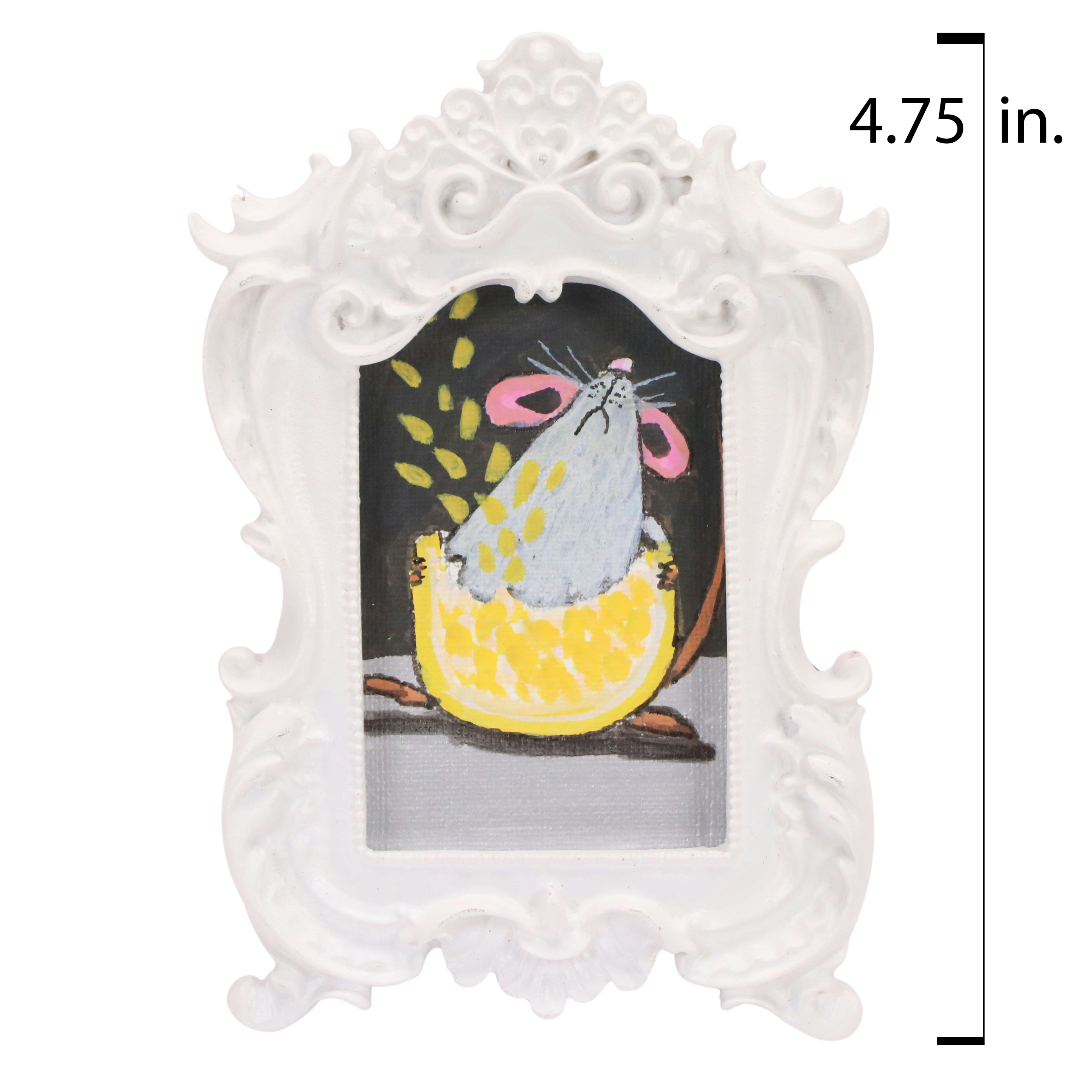 Nina Smit Miniature Acrylic Painting of Mouse Biting Lemon