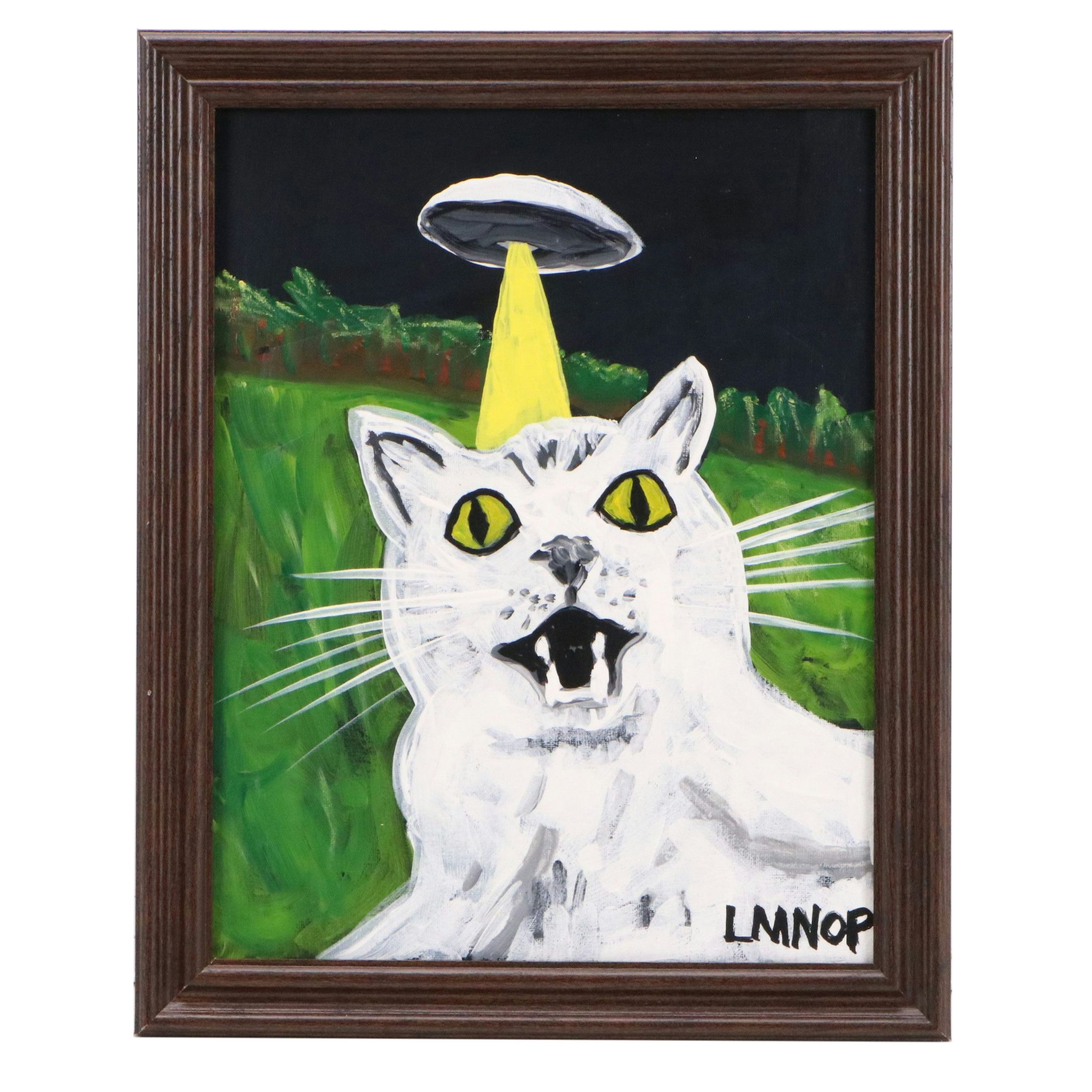 Jean LMNOP Acrylic Painting "UFO Cat Selfie," 2026