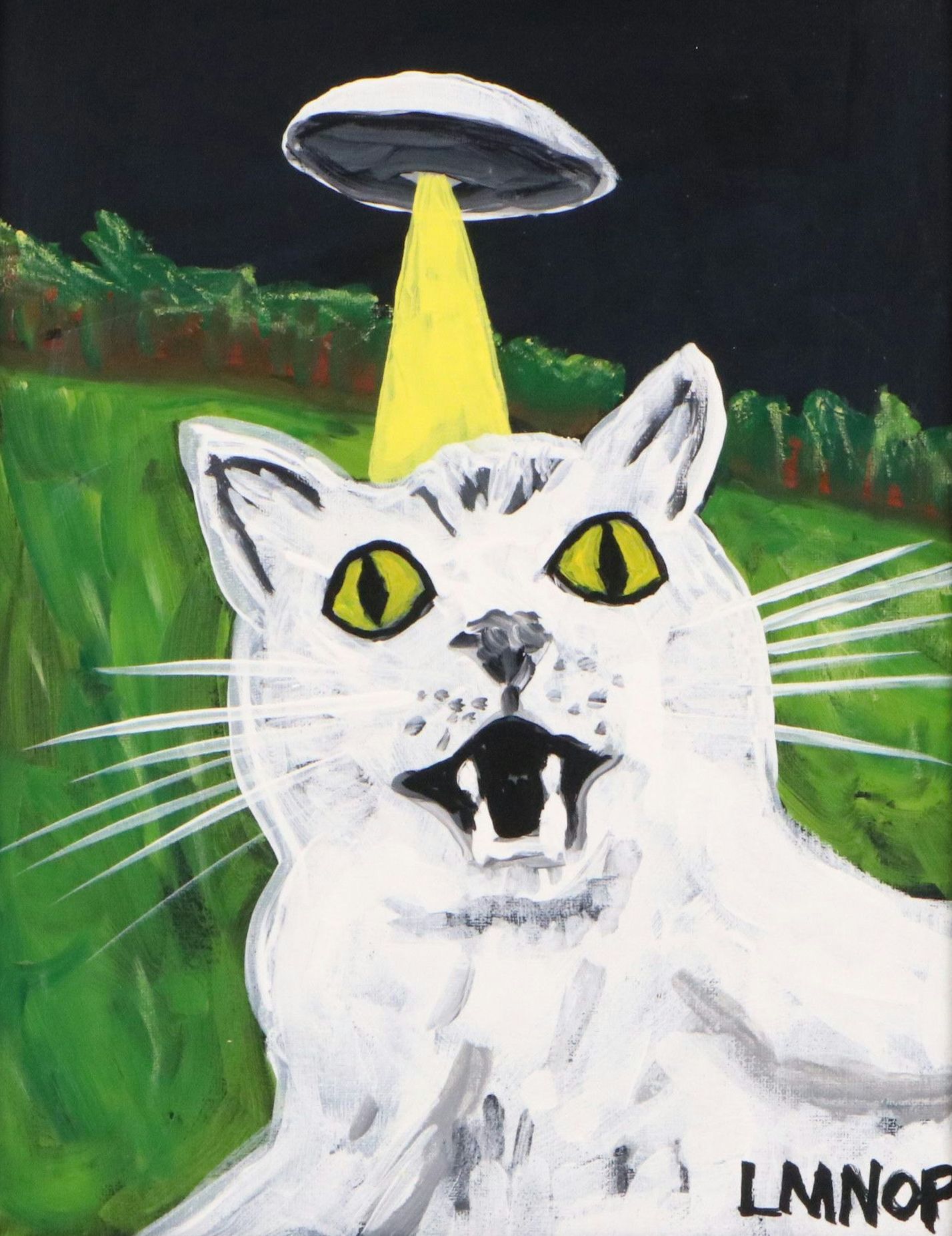 Jean LMNOP Acrylic Painting "UFO Cat Selfie," 2026