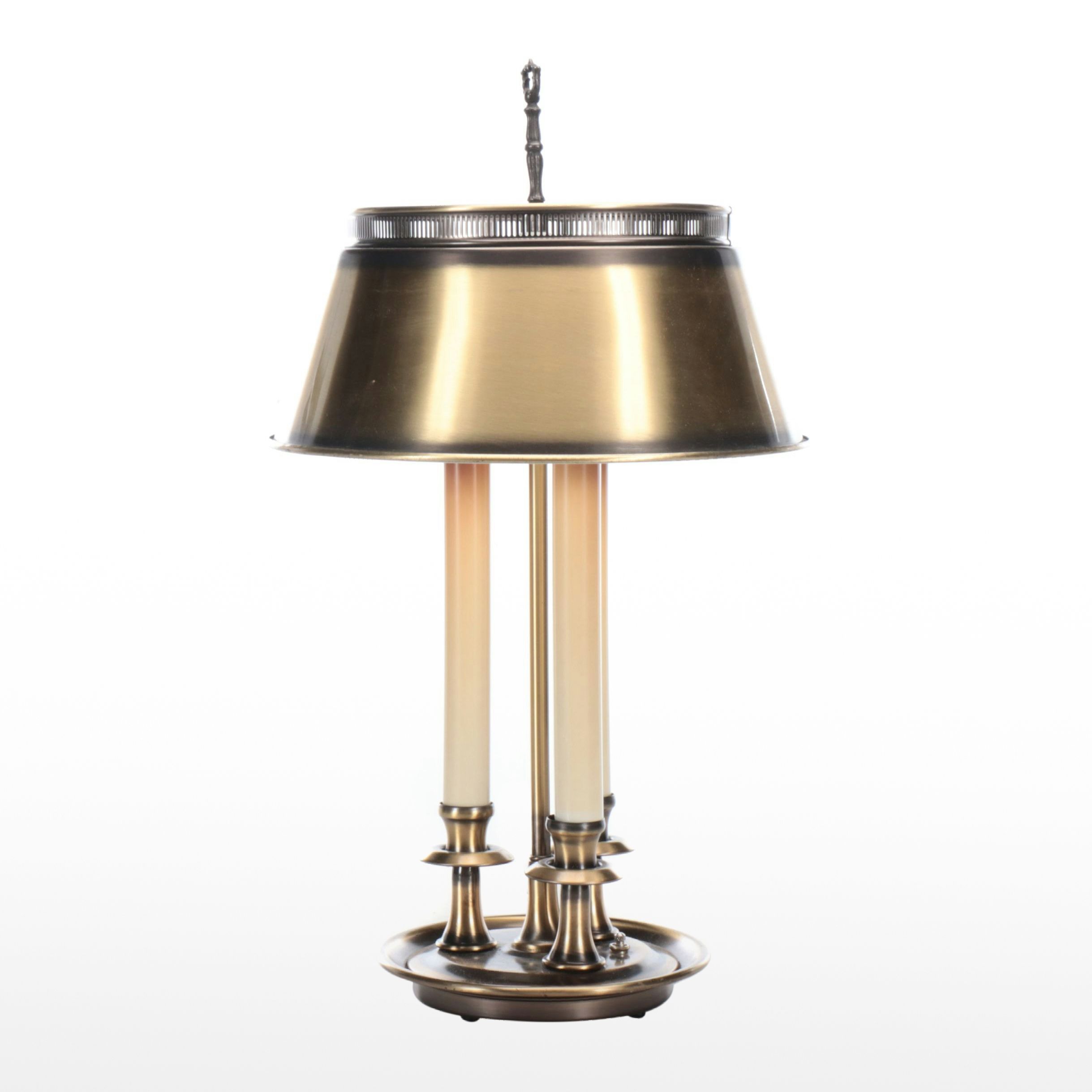 Neoclassical Style Bouillotte Table Lamp with Brass Tole Shade
