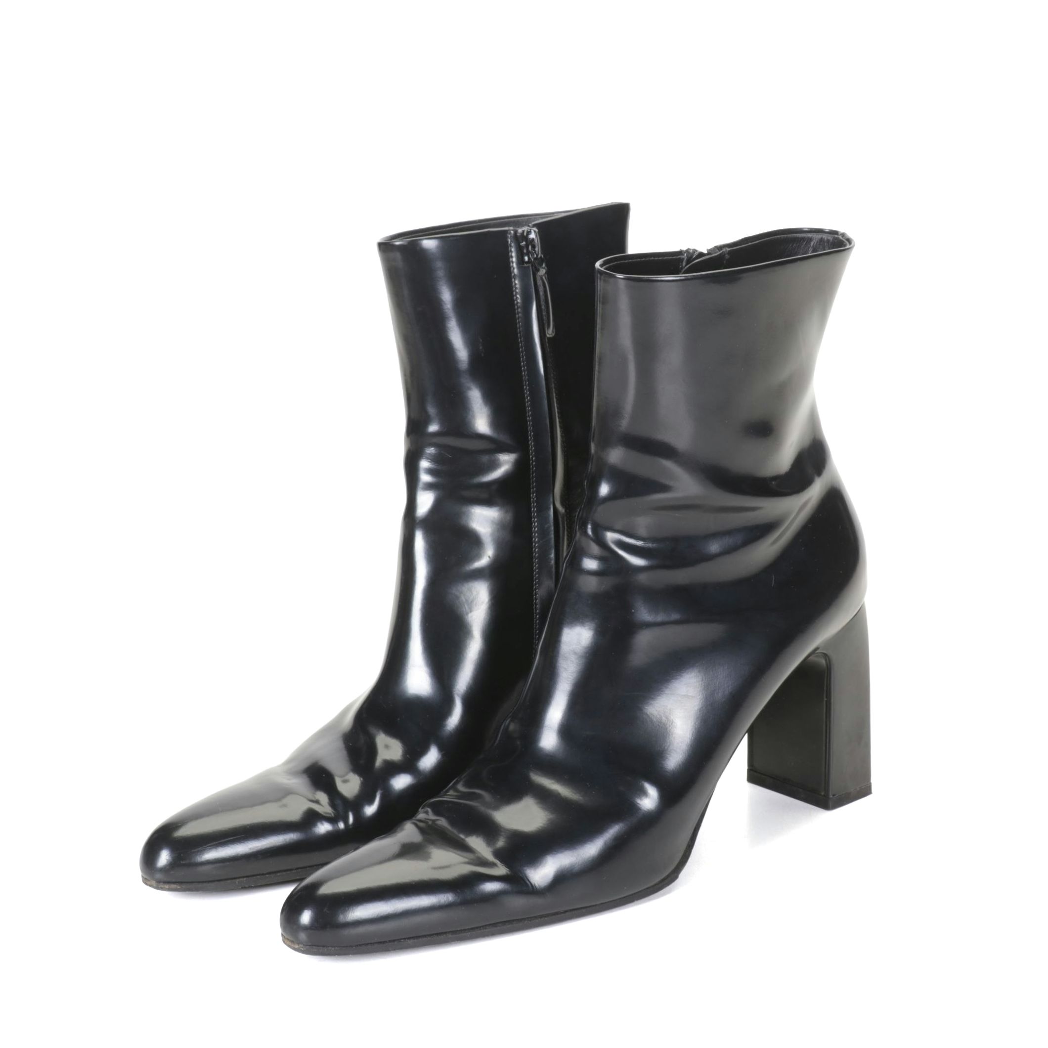 Balenciaga Black Patent Leather Ankle Boots, Size 39.5