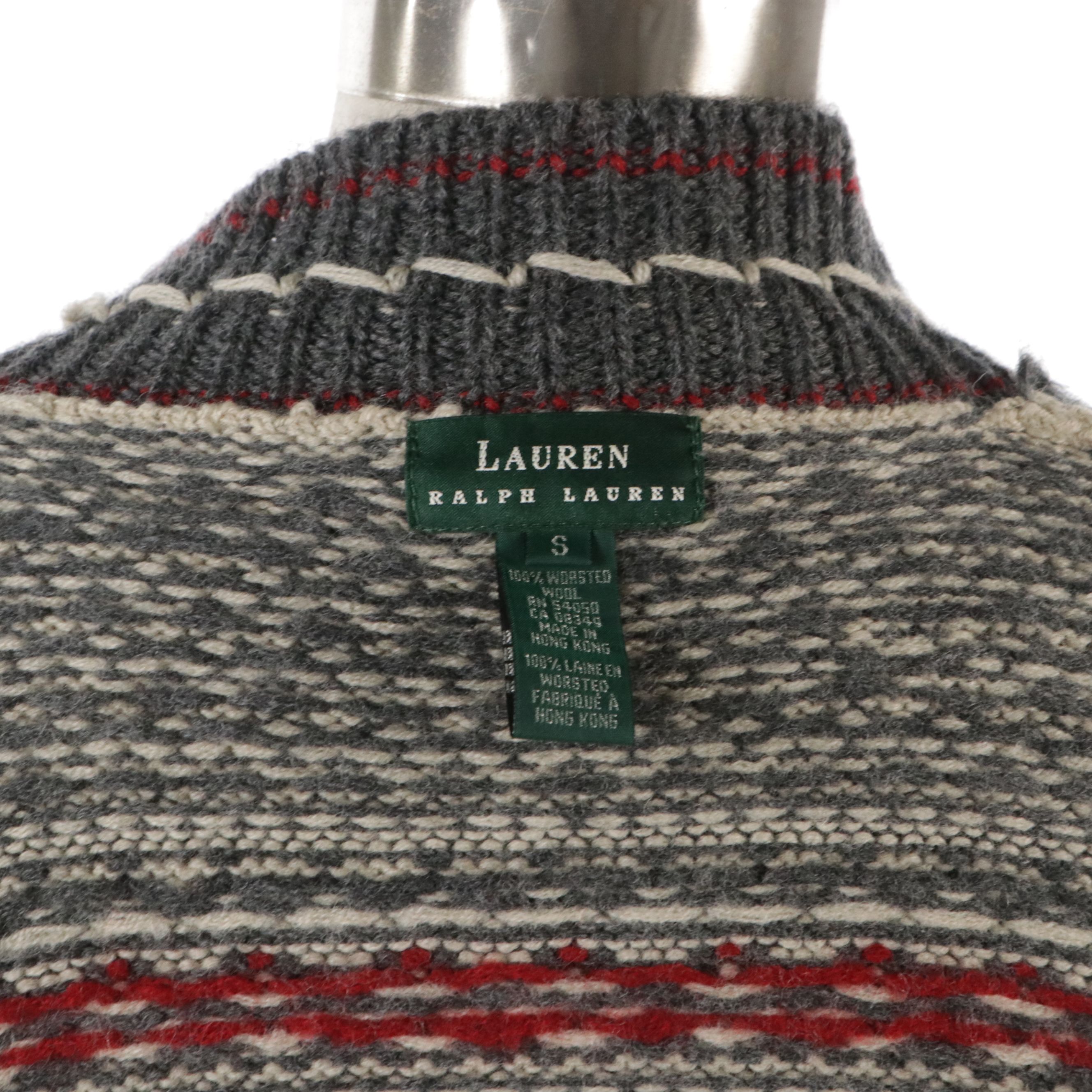 Lauren Ralph Lauren Worsted Wool Cardigan and Margaret Godfrey Red Leather Skirt