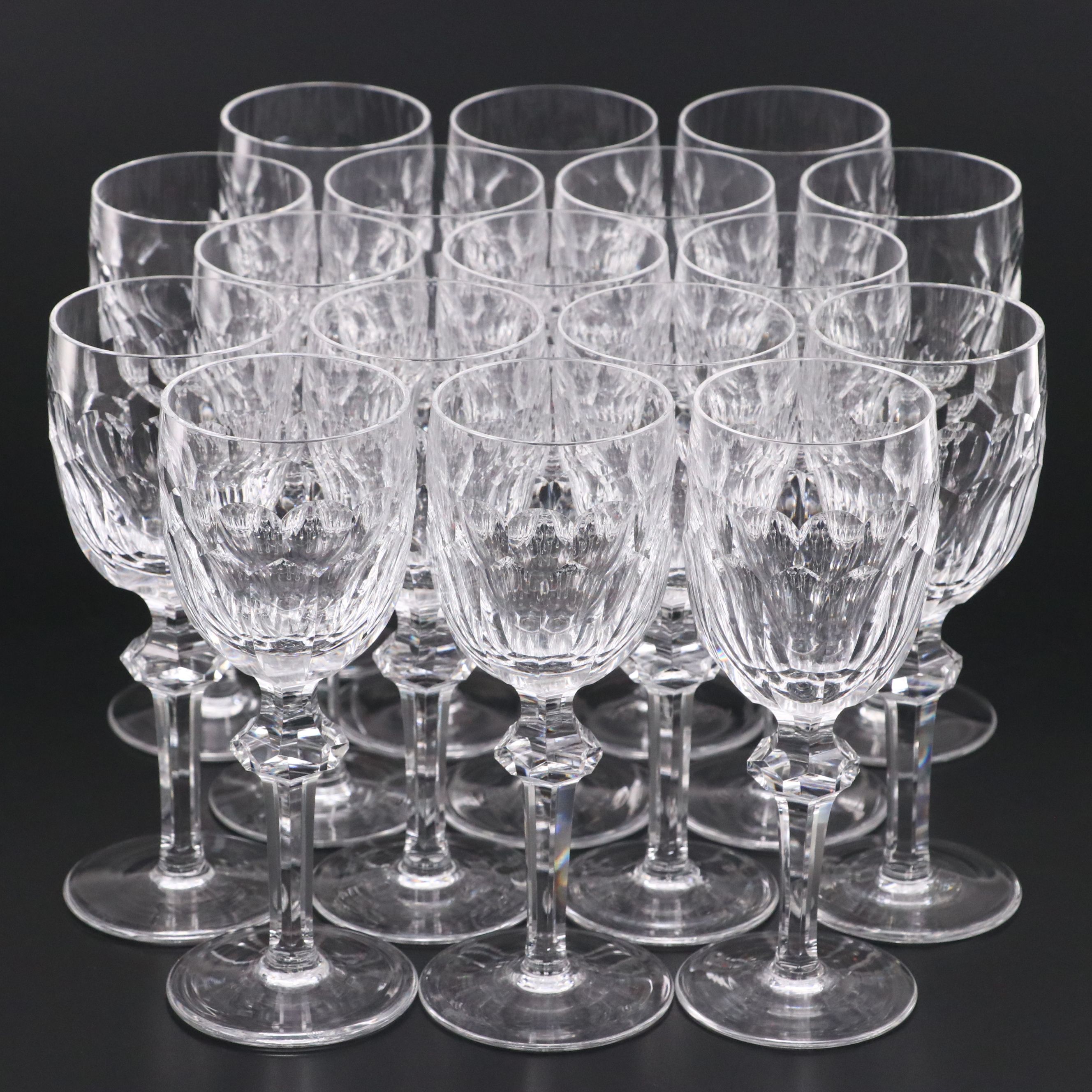 Waterford Crystal "Curraghmore" Claret Wine Glasses, Late 20th/Early 21st C.