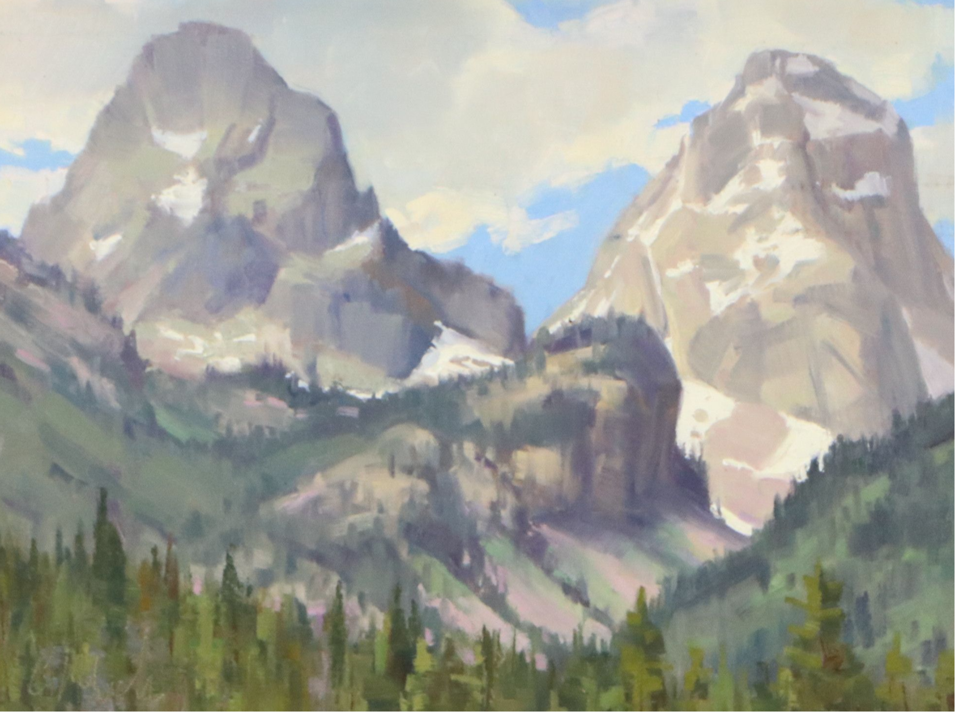 Chuck Marshall Landscape Oil Painting "The Tetons," 21st Century