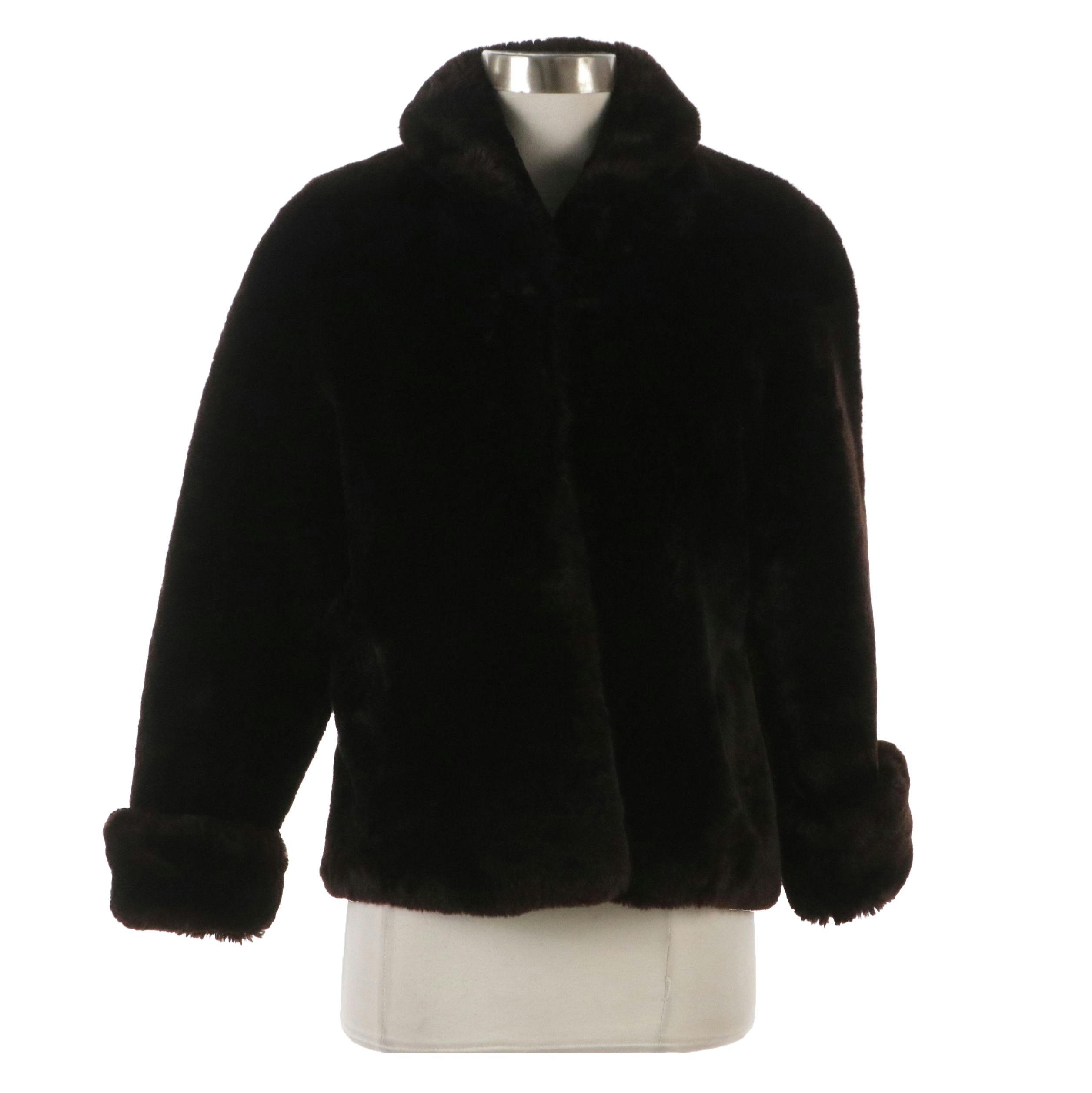 Mouton Fur Boxy Jacket, Mid-20th Century
