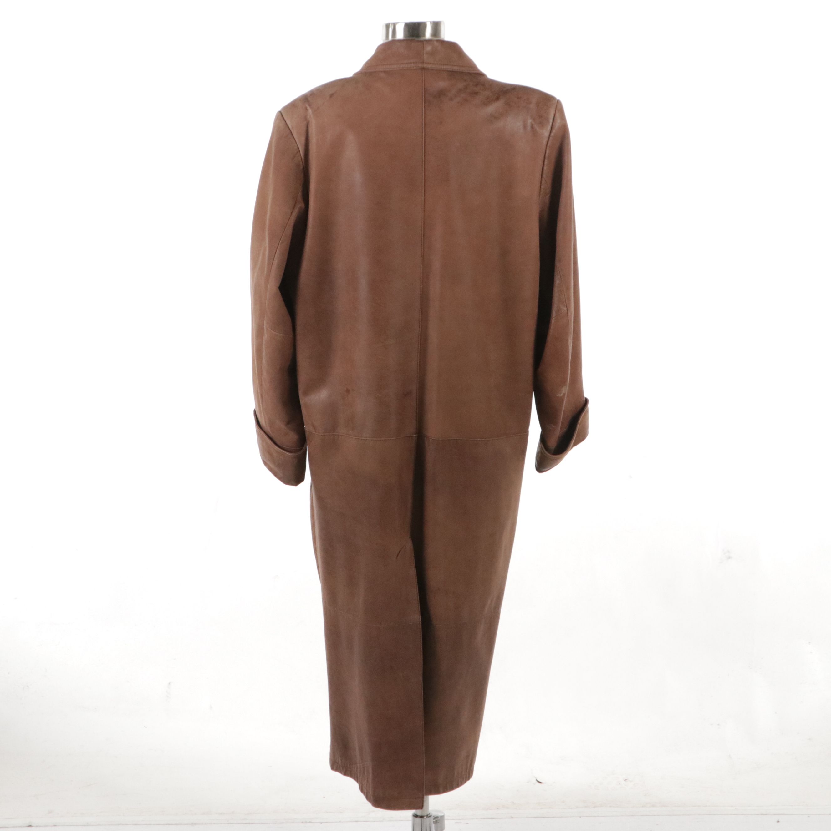 Pelle Studio Double-Breasted Trench Coat in Distressed Leather, 1980s