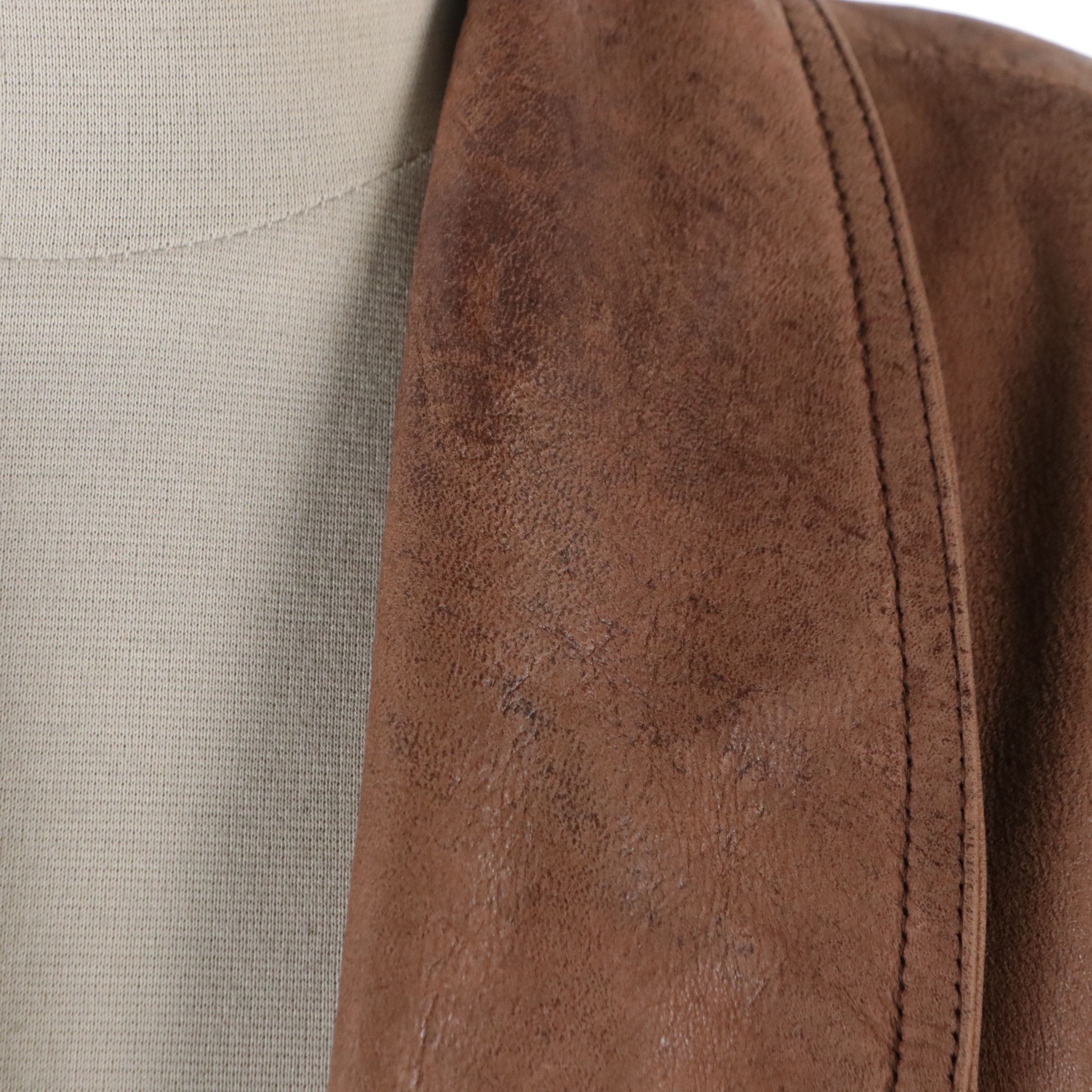 Pelle Studio Double-Breasted Trench Coat in Distressed Leather, 1980s