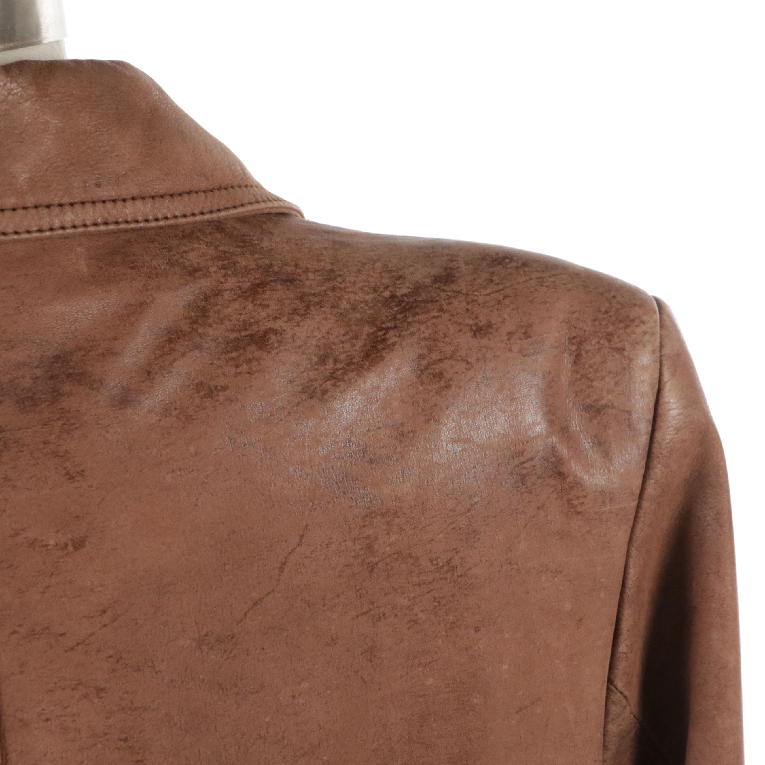 Pelle Studio Double-Breasted Trench Coat in Distressed Leather, 1980s