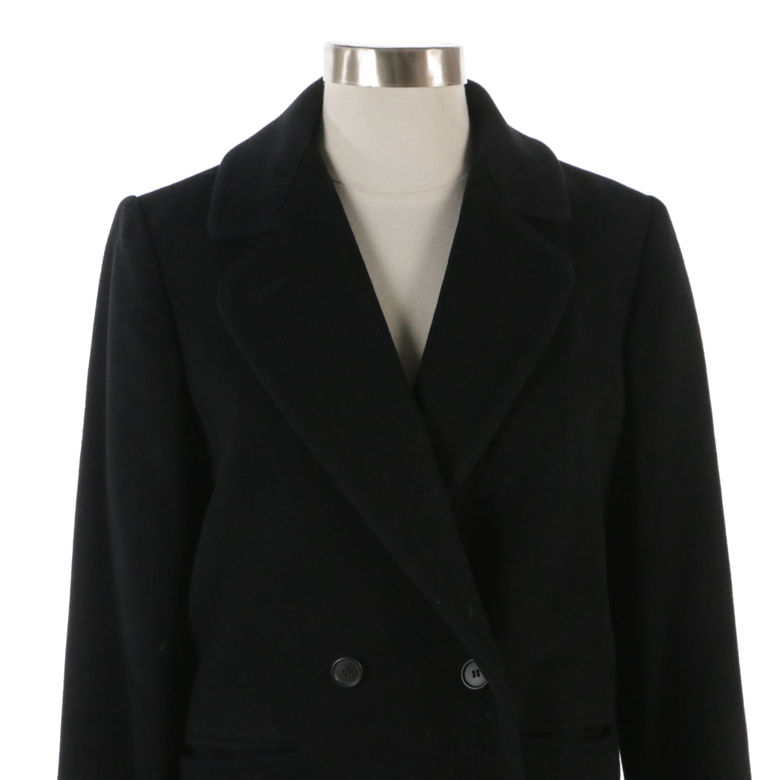 Saxton Hall Black Wool Blend Walker Coat and LRL Brown Leather Gloves