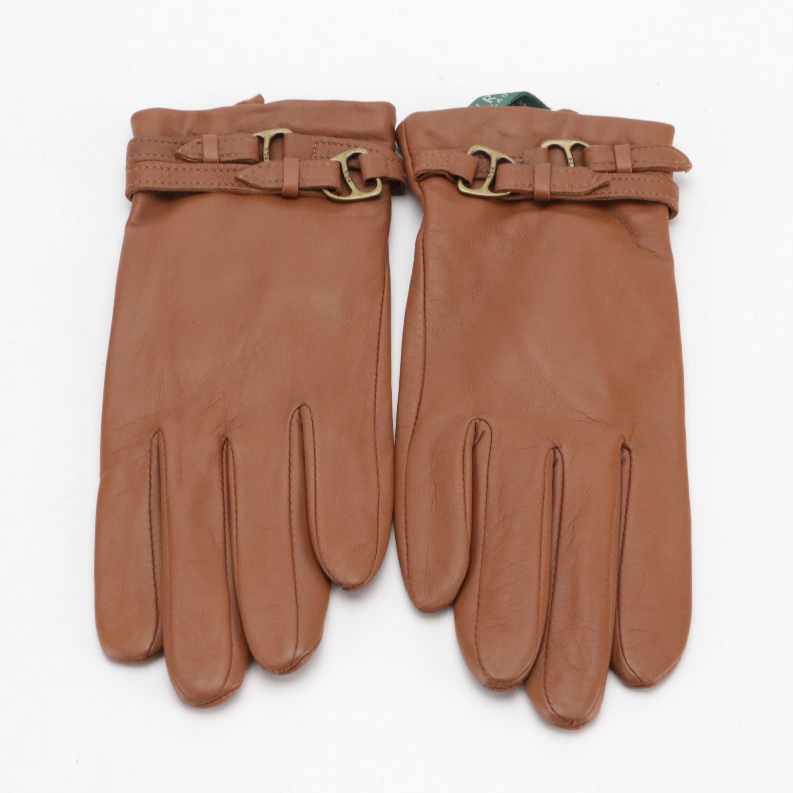 Saxton Hall Black Wool Blend Walker Coat and LRL Brown Leather Gloves