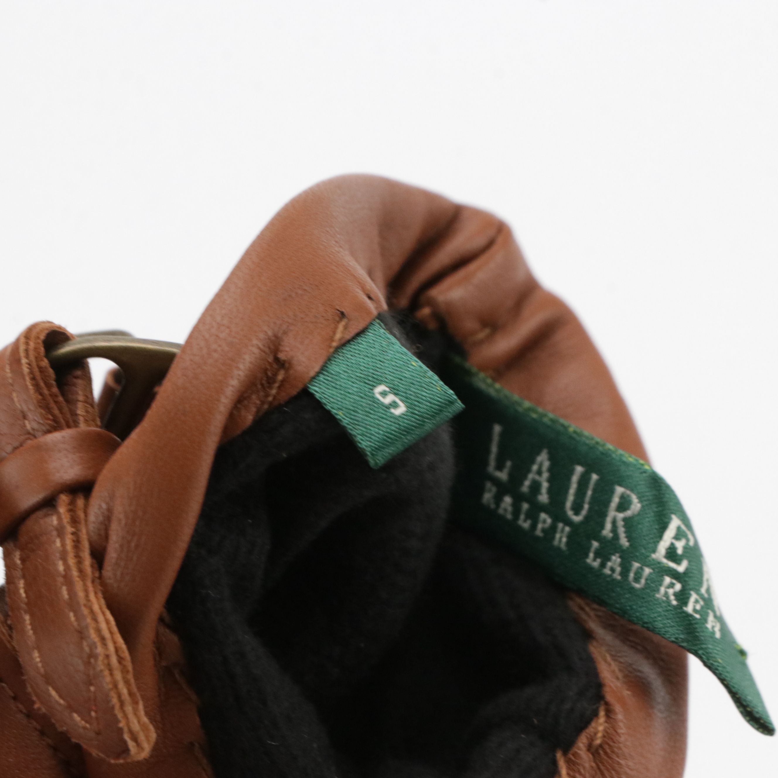 Saxton Hall Black Wool Blend Walker Coat and LRL Brown Leather Gloves