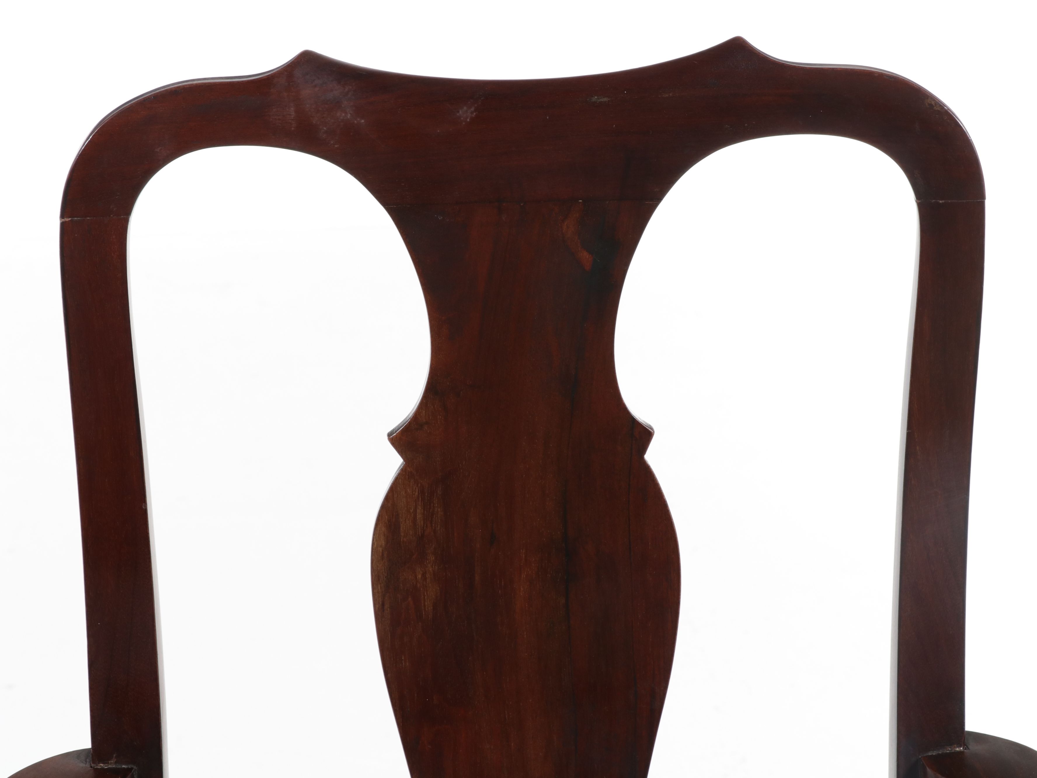 Queen Anne Style Mahogany Armchair with Nautical Shell Upholstery, 20th Century