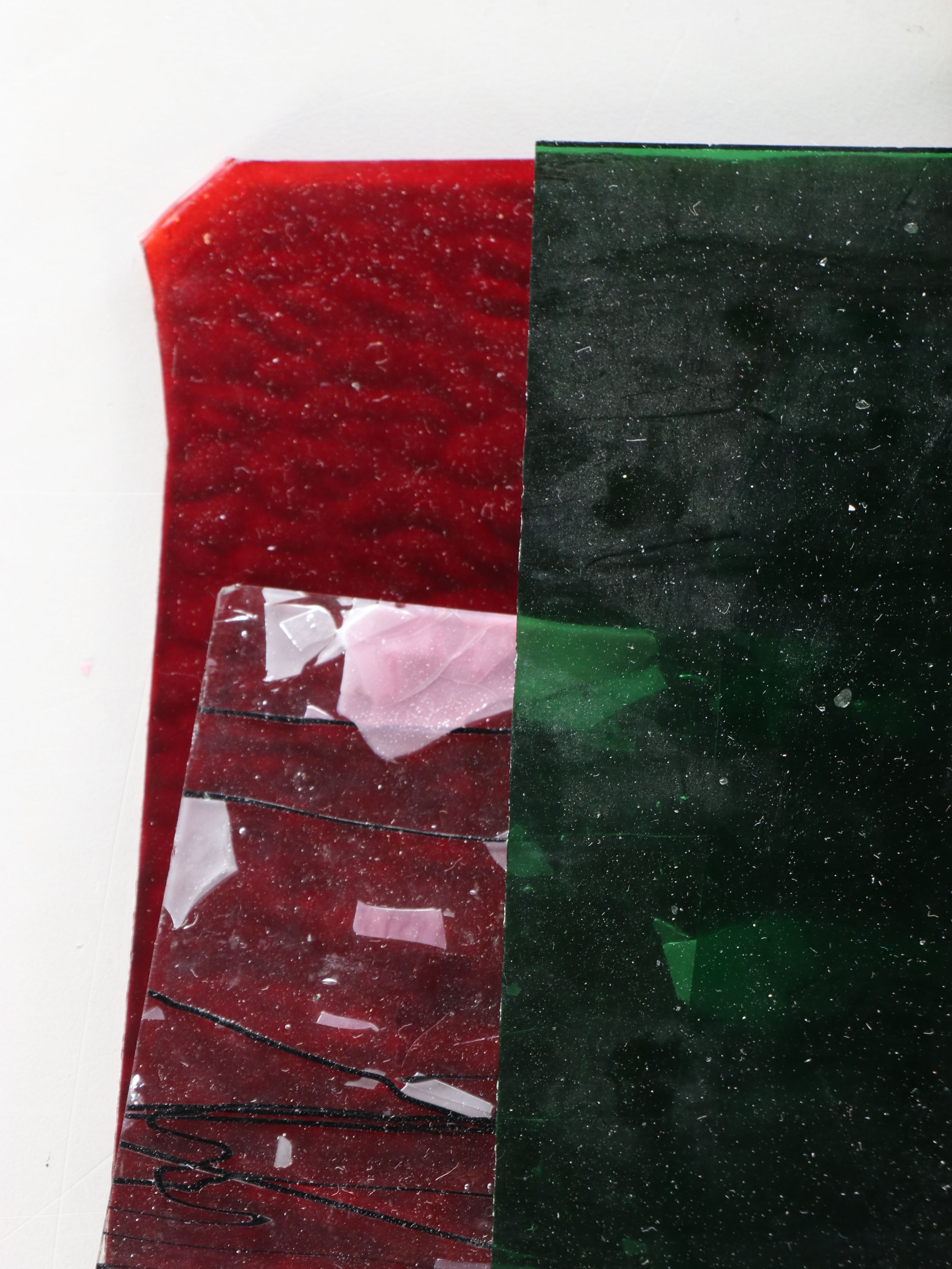 Textured Stained Glass and Mirror Fragments