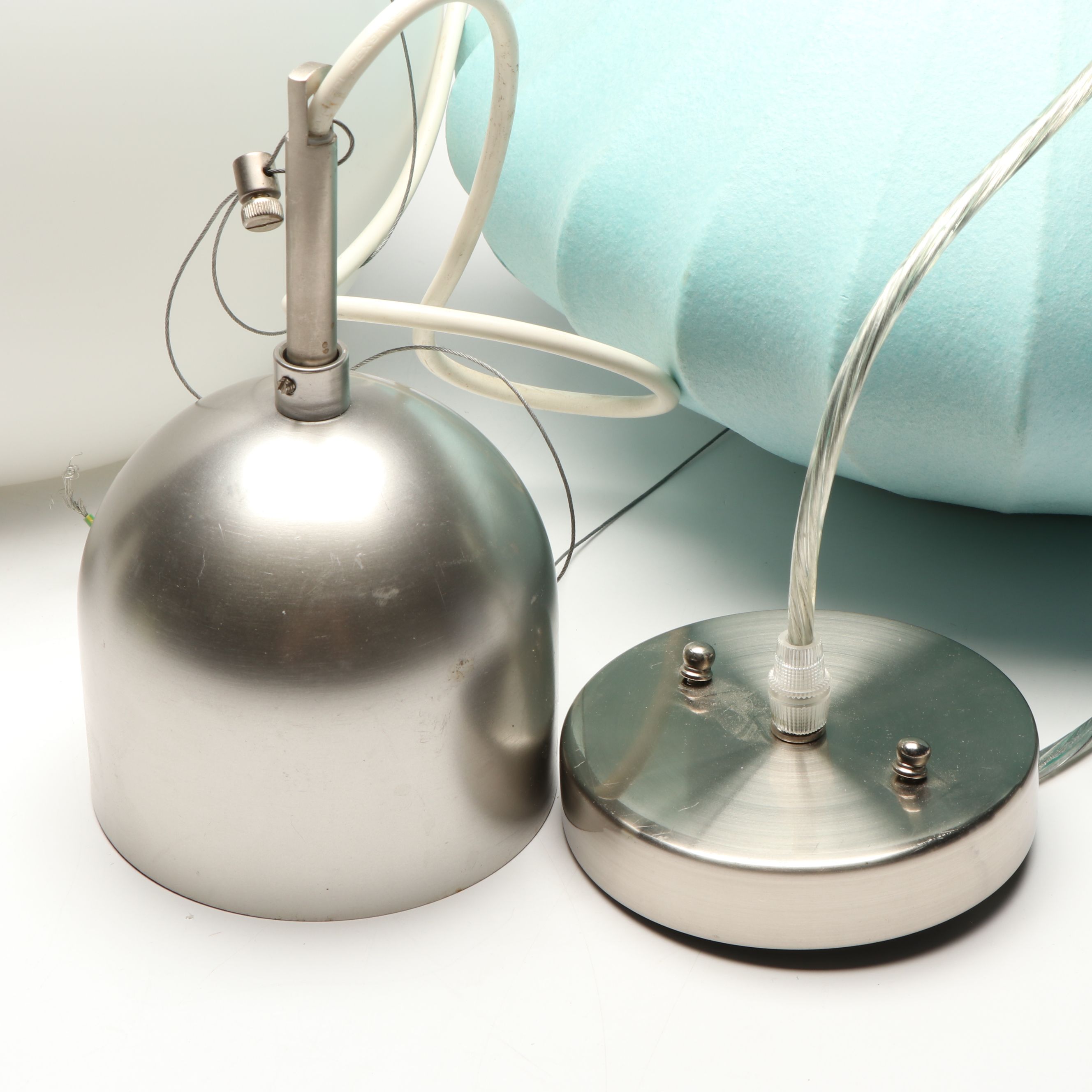 Mid Century Modern Style Saucer and Orb Pendant Lamps