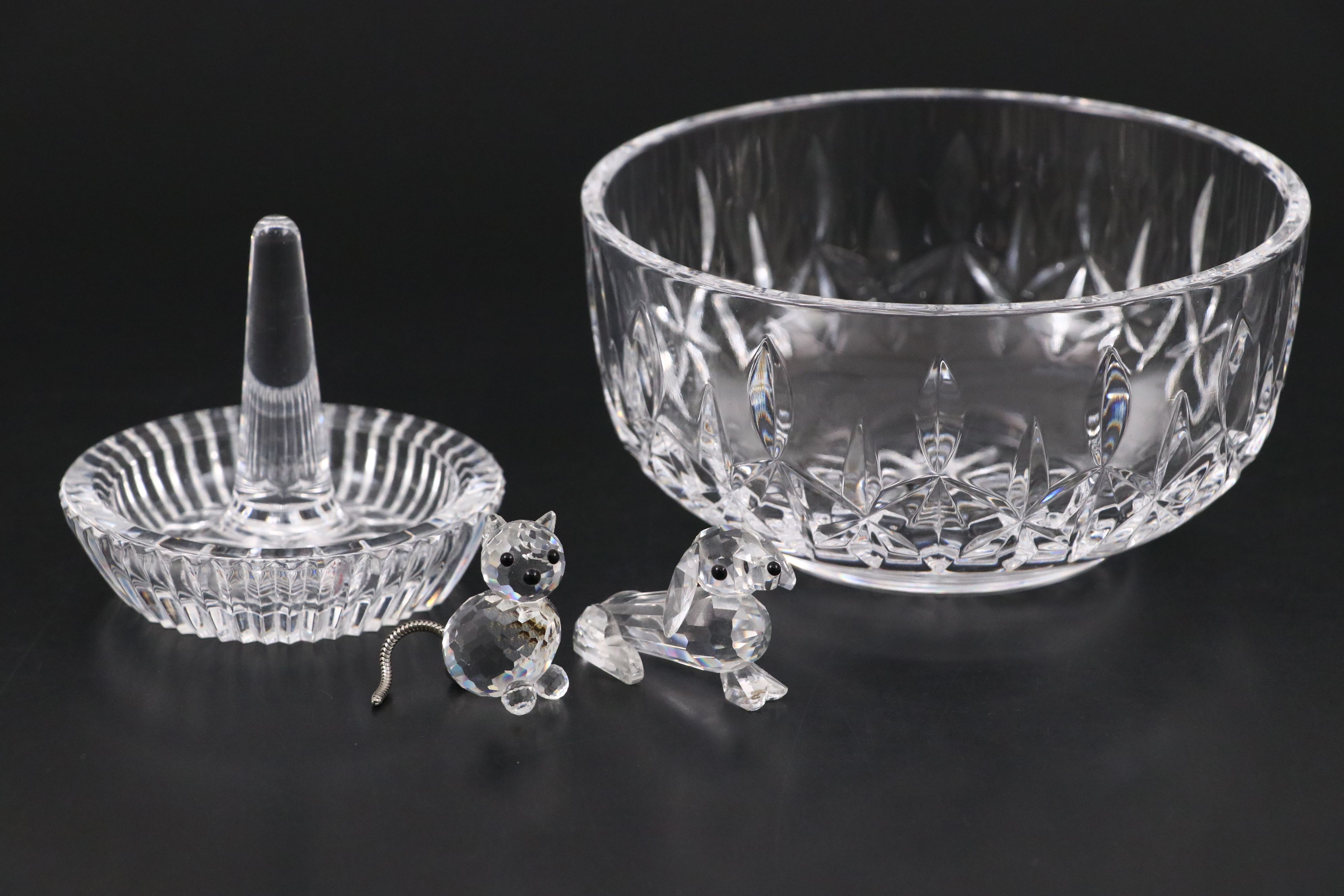 Waterford "Carlow" Bowl and Ring Holder, Mikasa Clock and More Crystal Décor