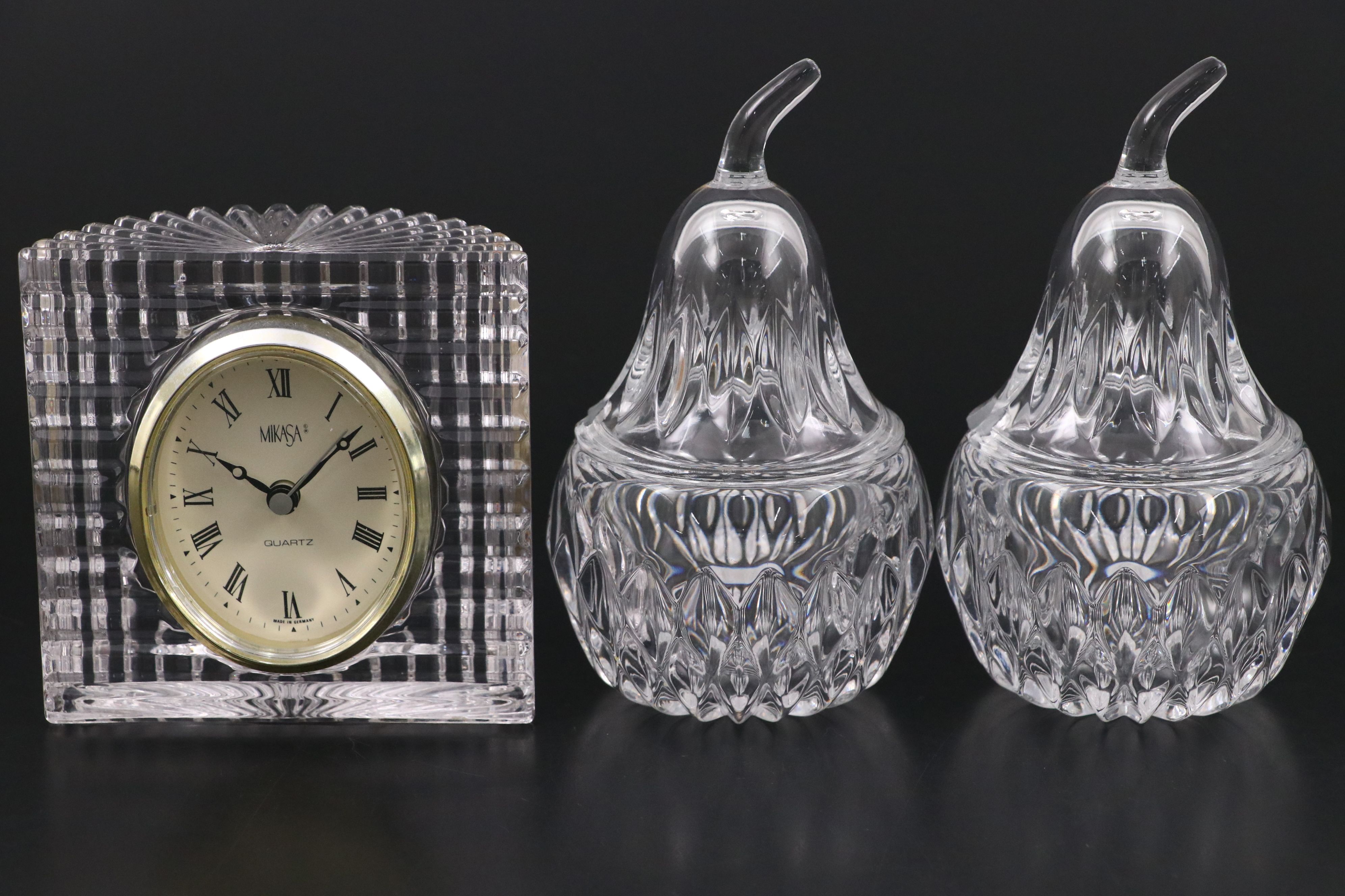 Waterford "Carlow" Bowl and Ring Holder, Mikasa Clock and More Crystal Décor