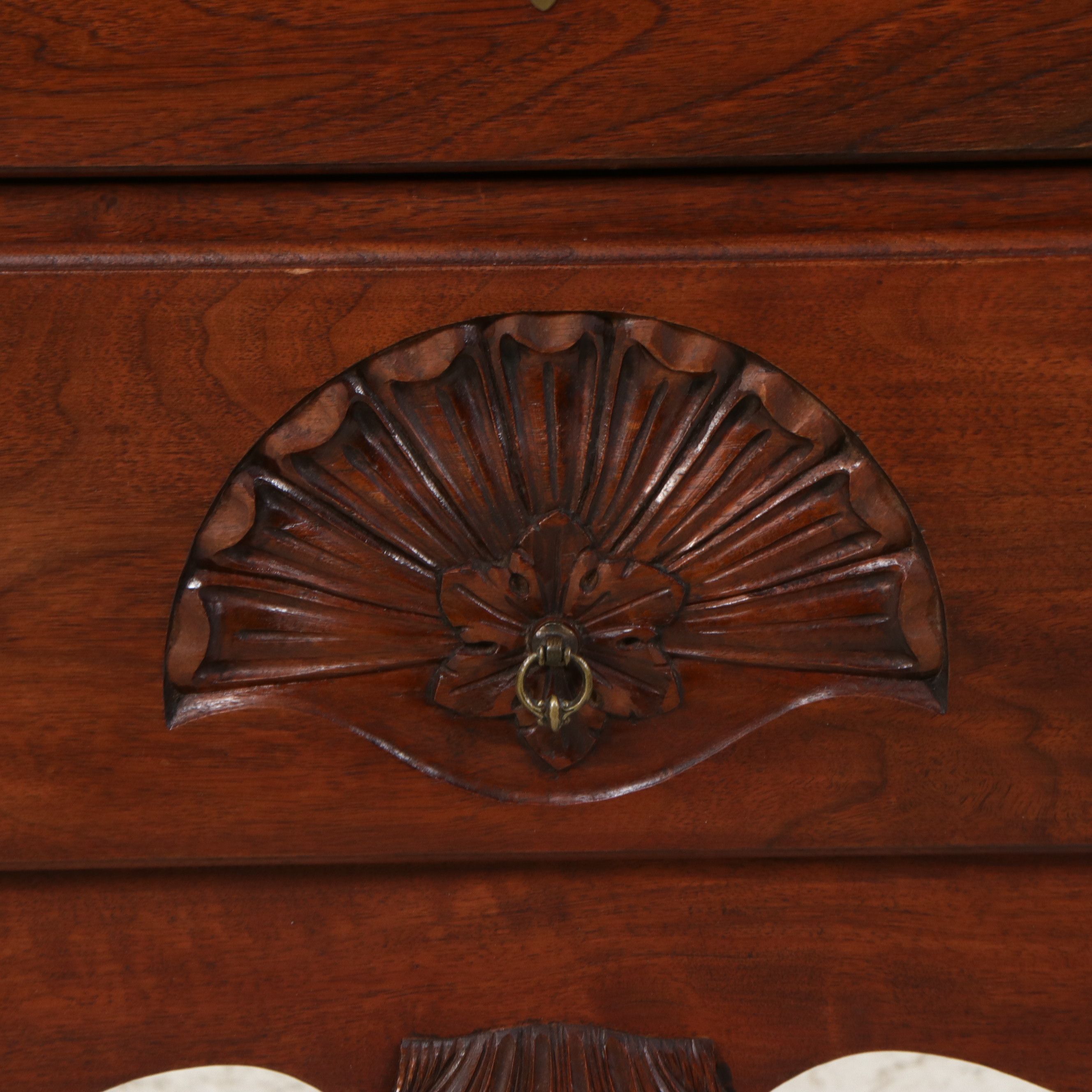 American Centennial Chippendale Style Mahogany Bonnet-Top Highboy