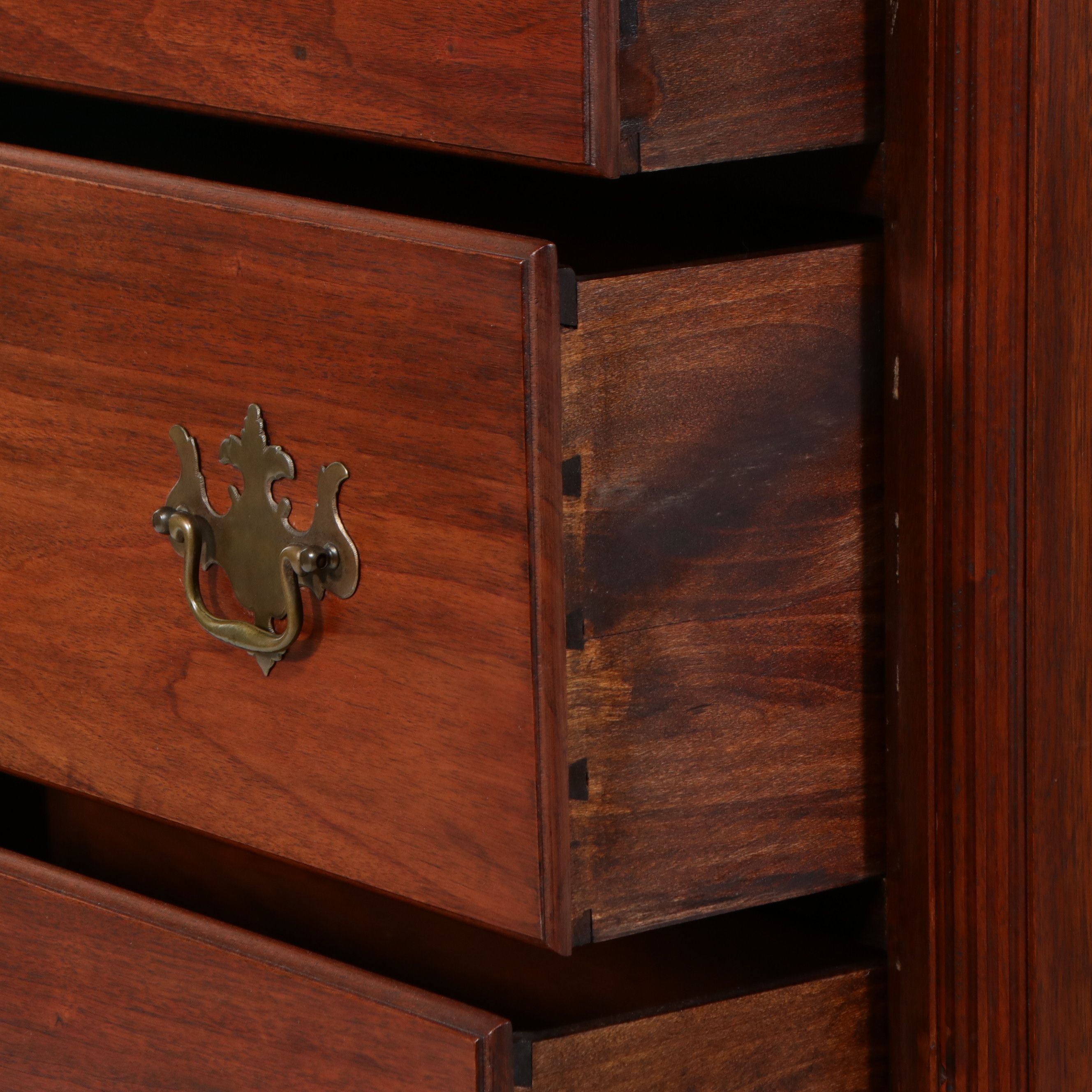 American Centennial Chippendale Style Mahogany Bonnet-Top Highboy