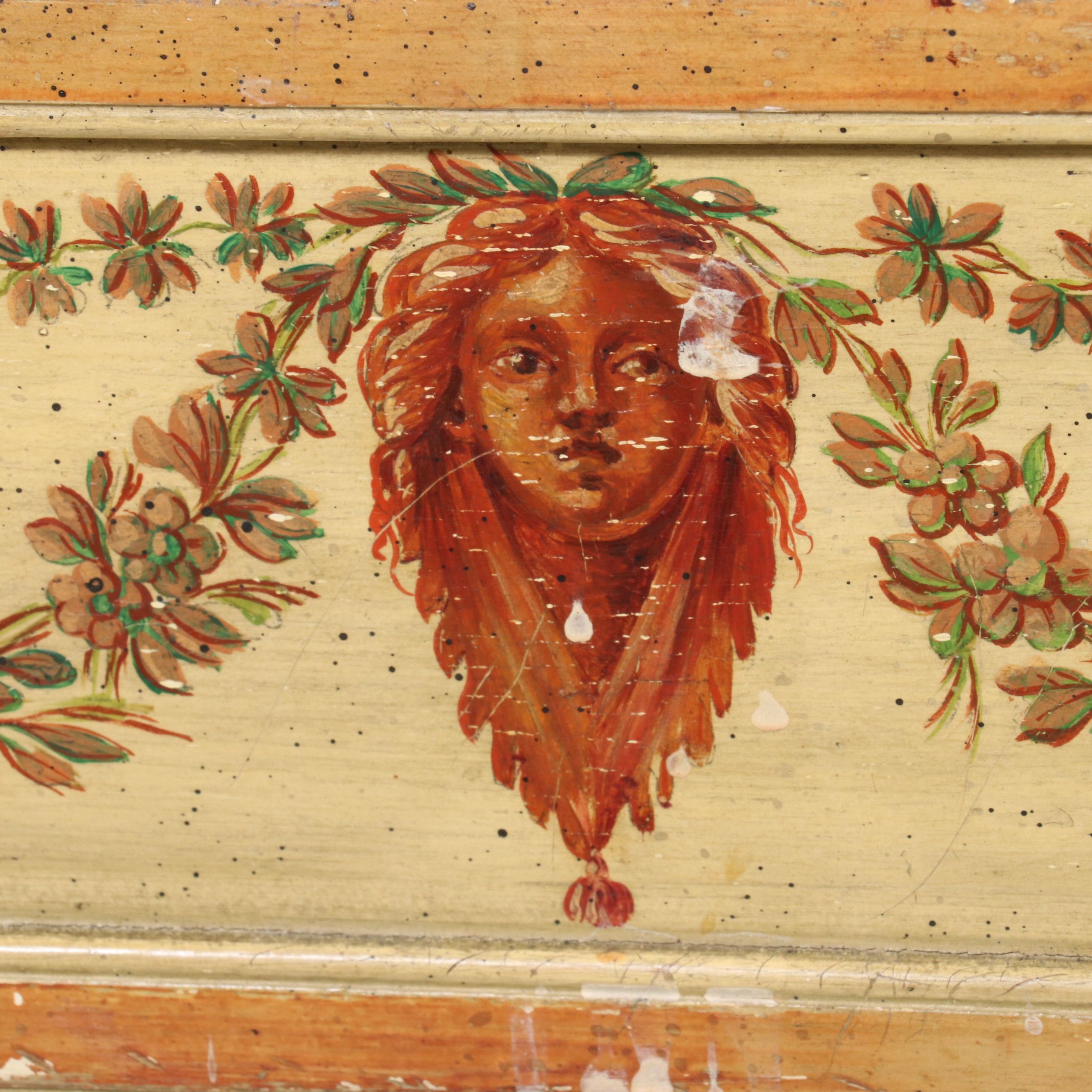 Adam Style Painted Decorated Marble Top Console Table, 20th Century