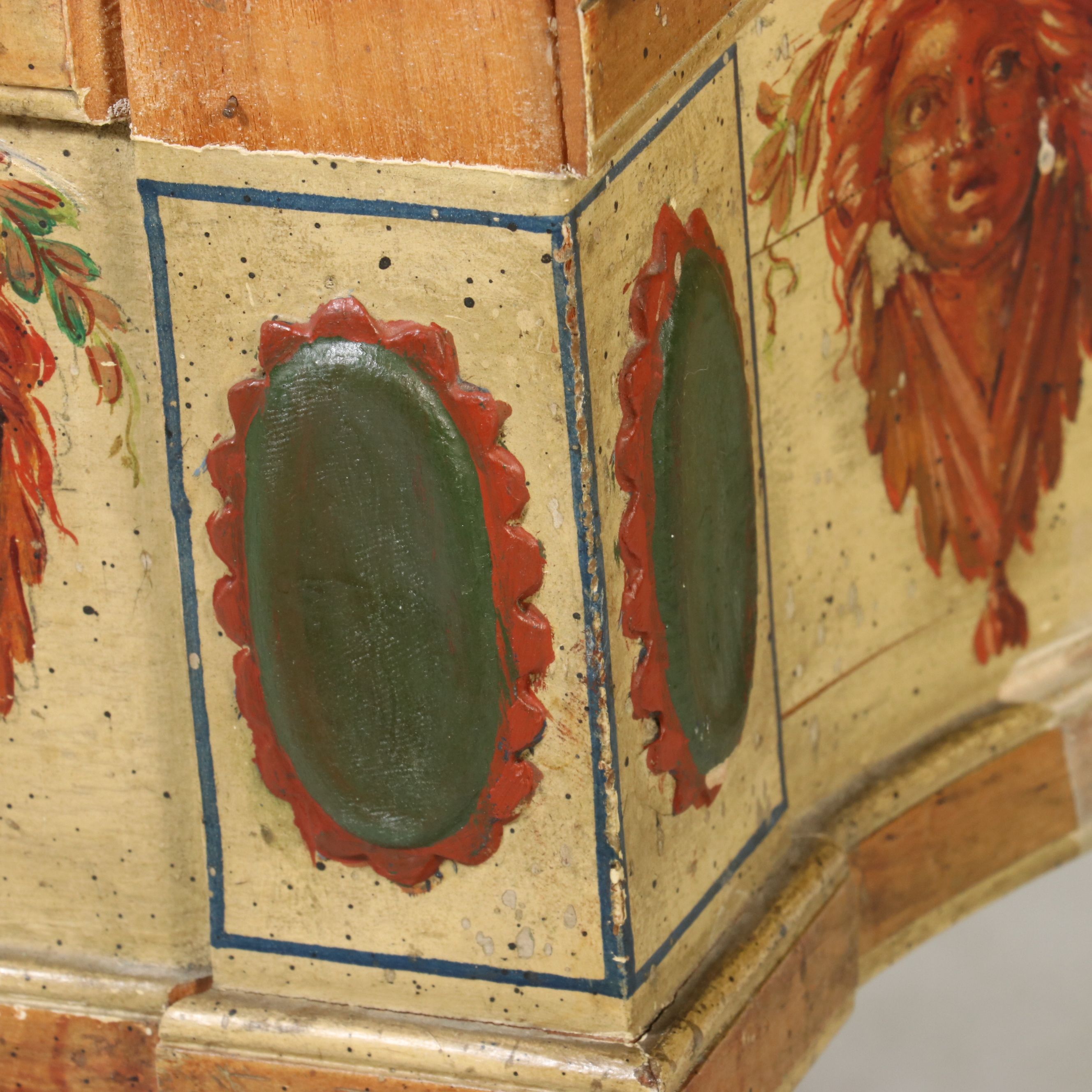 Adam Style Painted Decorated Marble Top Console Table, 20th Century