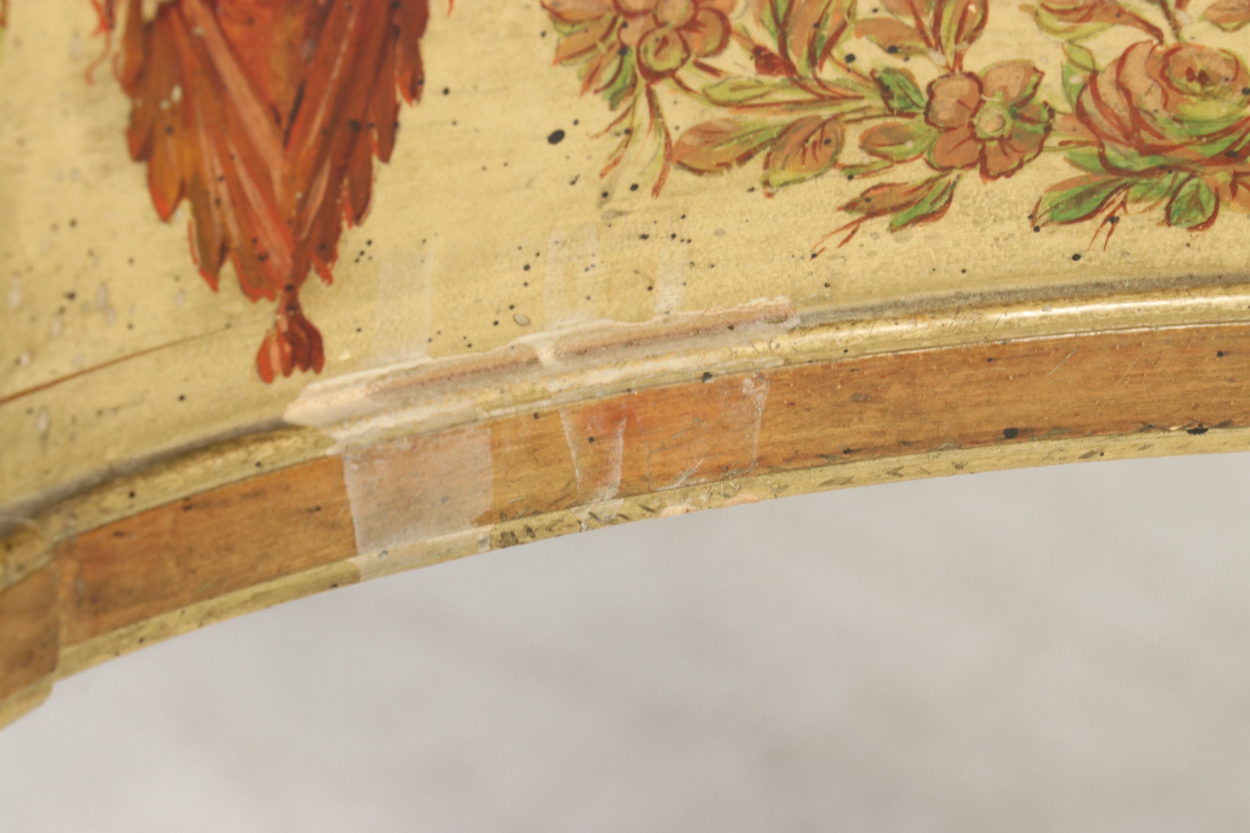 Adam Style Painted Decorated Marble Top Console Table, 20th Century