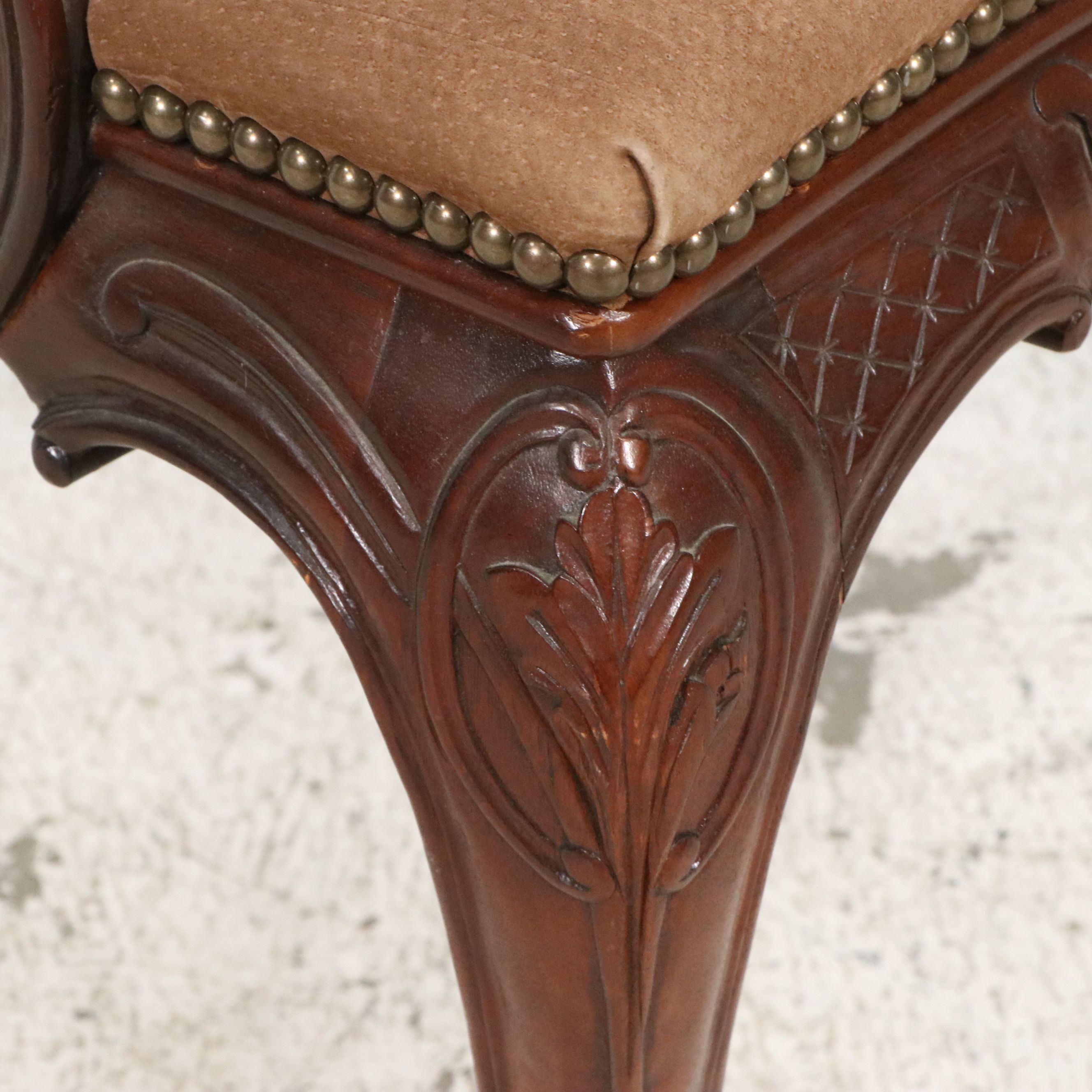 Chippendale Style Carved Mahogany Open Armchair, Late 20th Century